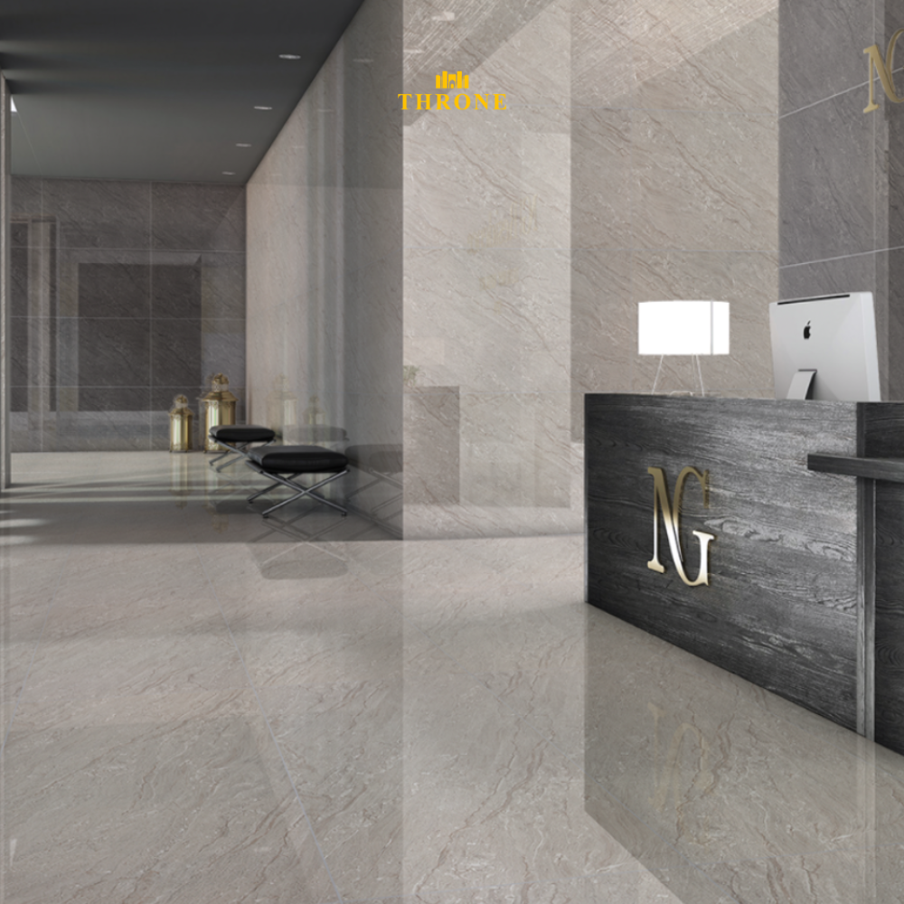 NG Kutahya || Arma Grey || 80x80cm || Hoogglans Marmerlook Porseleinen Vloer- & Wandtegel