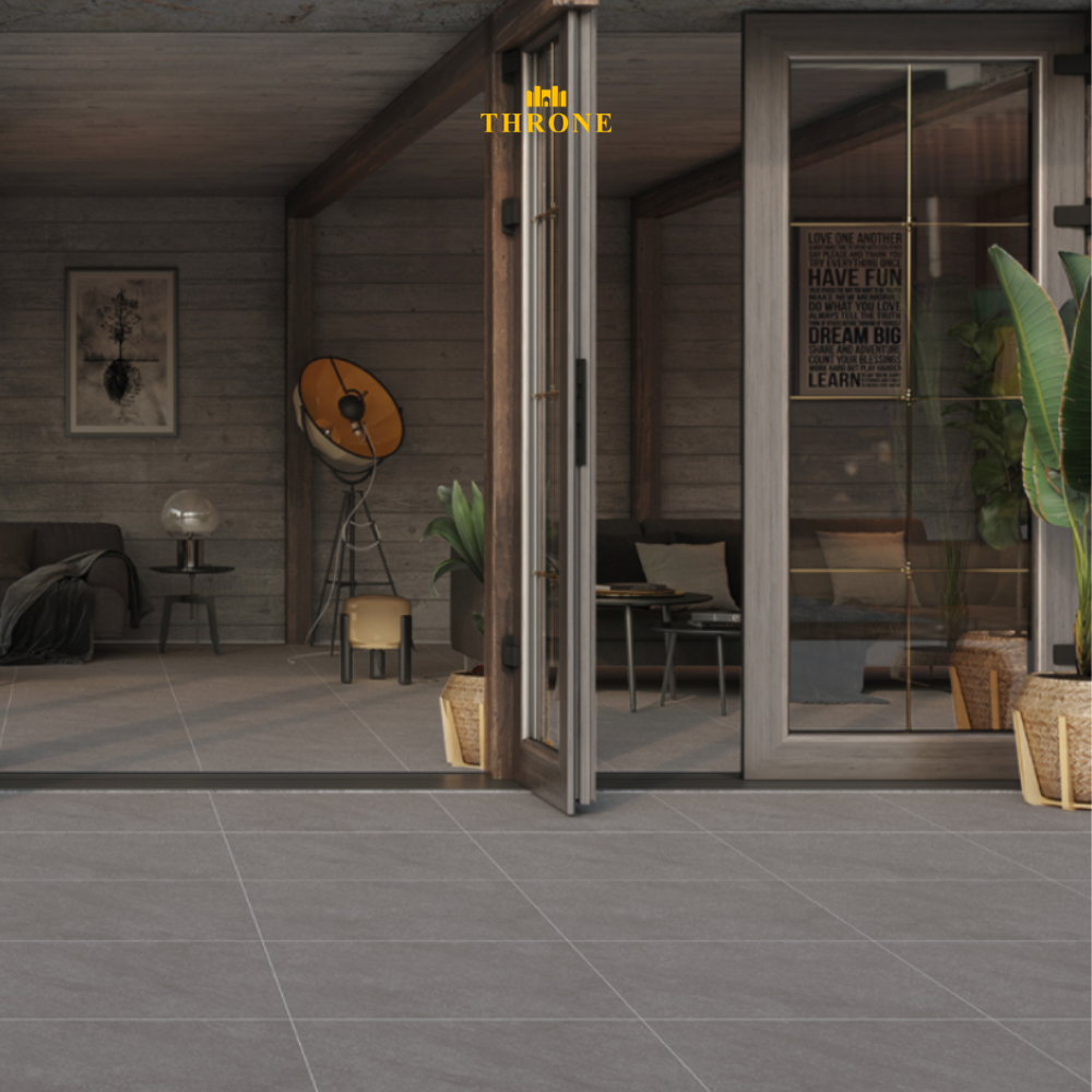 NG Kutahya - Falez Anthracite - 80x80cm - Mat Steenlook – Porseleinen Vloer- & Wandtegel