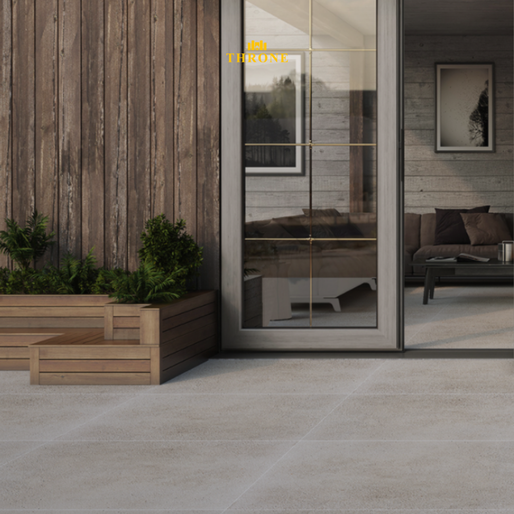 NG Kutahya - Octavia Bone - 80x80cm – Mat Betonlook – Porseleinen Vloer- & Wandtegel