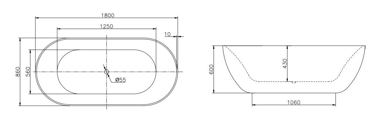 Color-Nicelook | 180x86x60cm | Zilver Luxe Vrijstaand Bad