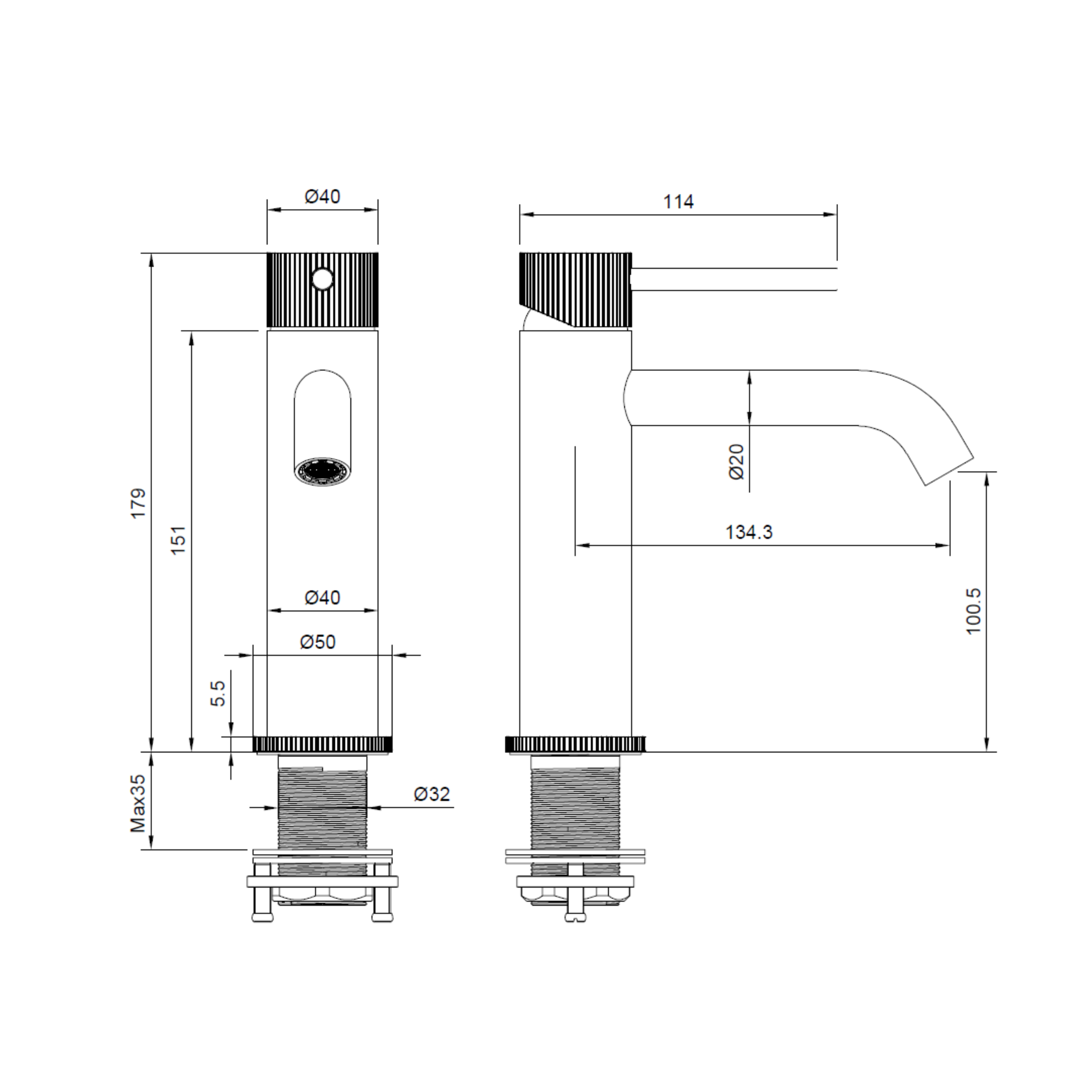 High-End Ore | RVS-304 Wastafelmengkraan | Mat Zilver