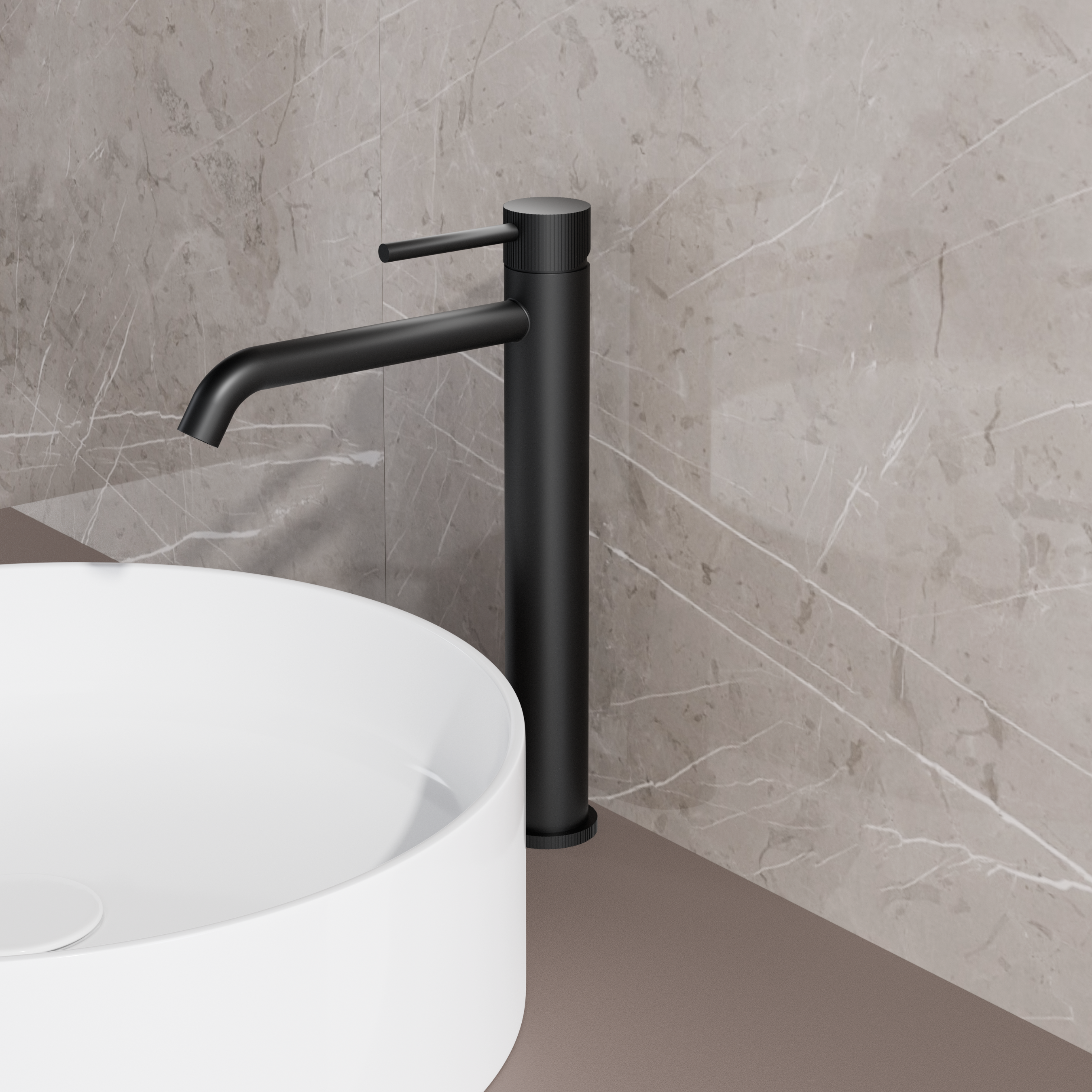 High-End Nero | RVS-304 Hoge Wastafelmengkraan | Mat Zwart