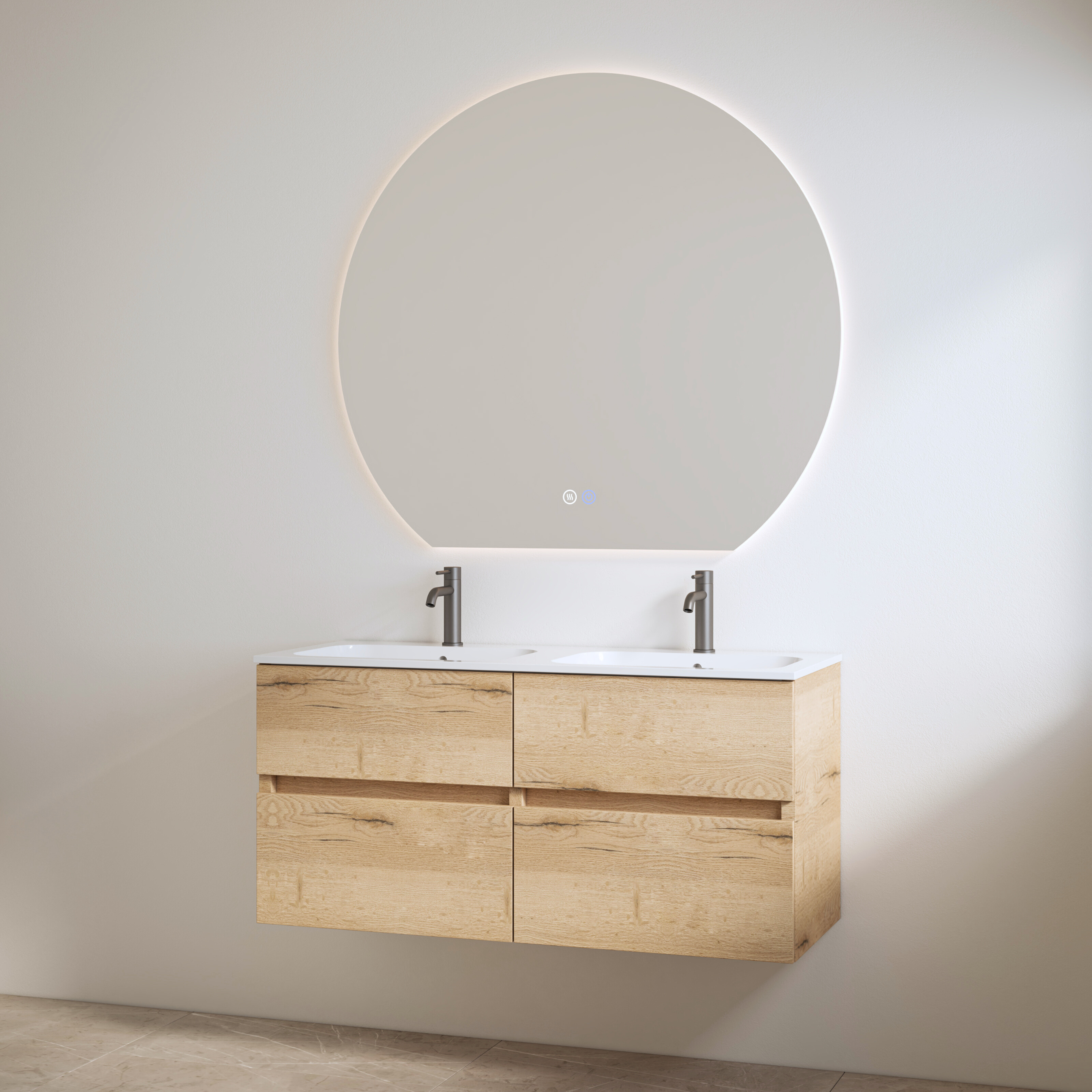 Bora Halifax | Onderkast + Duo Wastafel met 2 Kraangaten | 120 cm