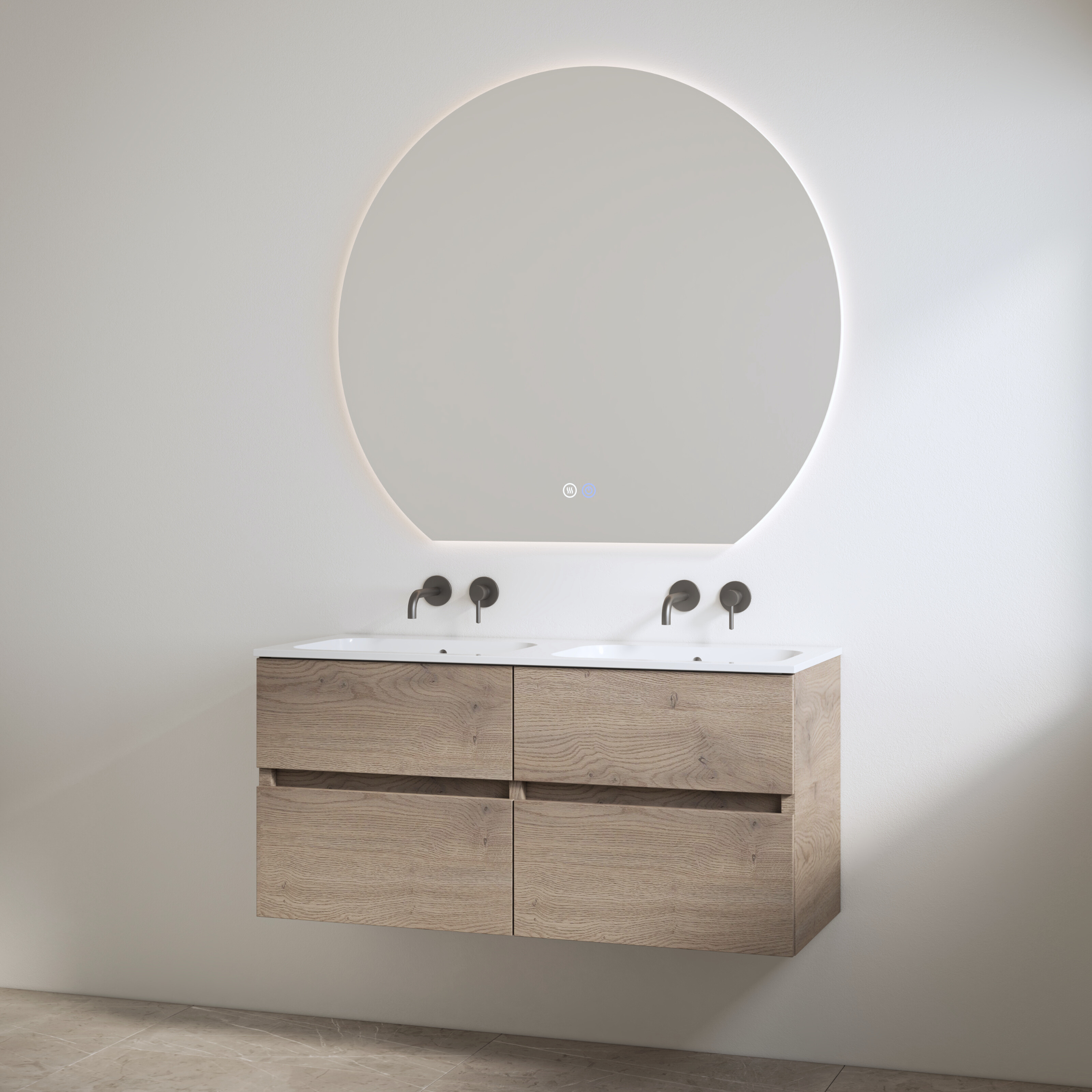 Bora Frosted Brown | Onderkast + Duo Wastafel zonder Kraangaten | 120 cm