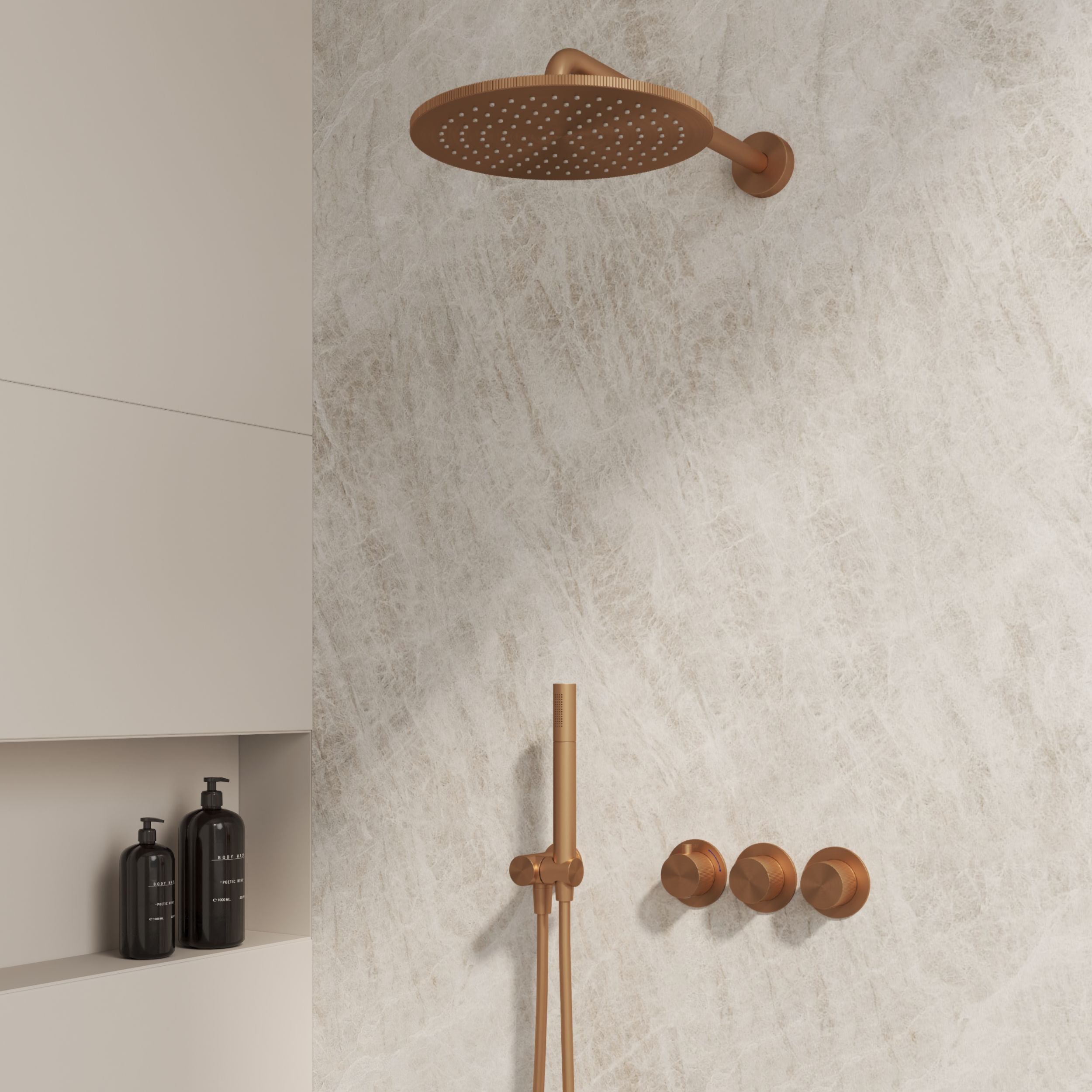 High-End Liora | Inbouw Regendouche | Mat Brons