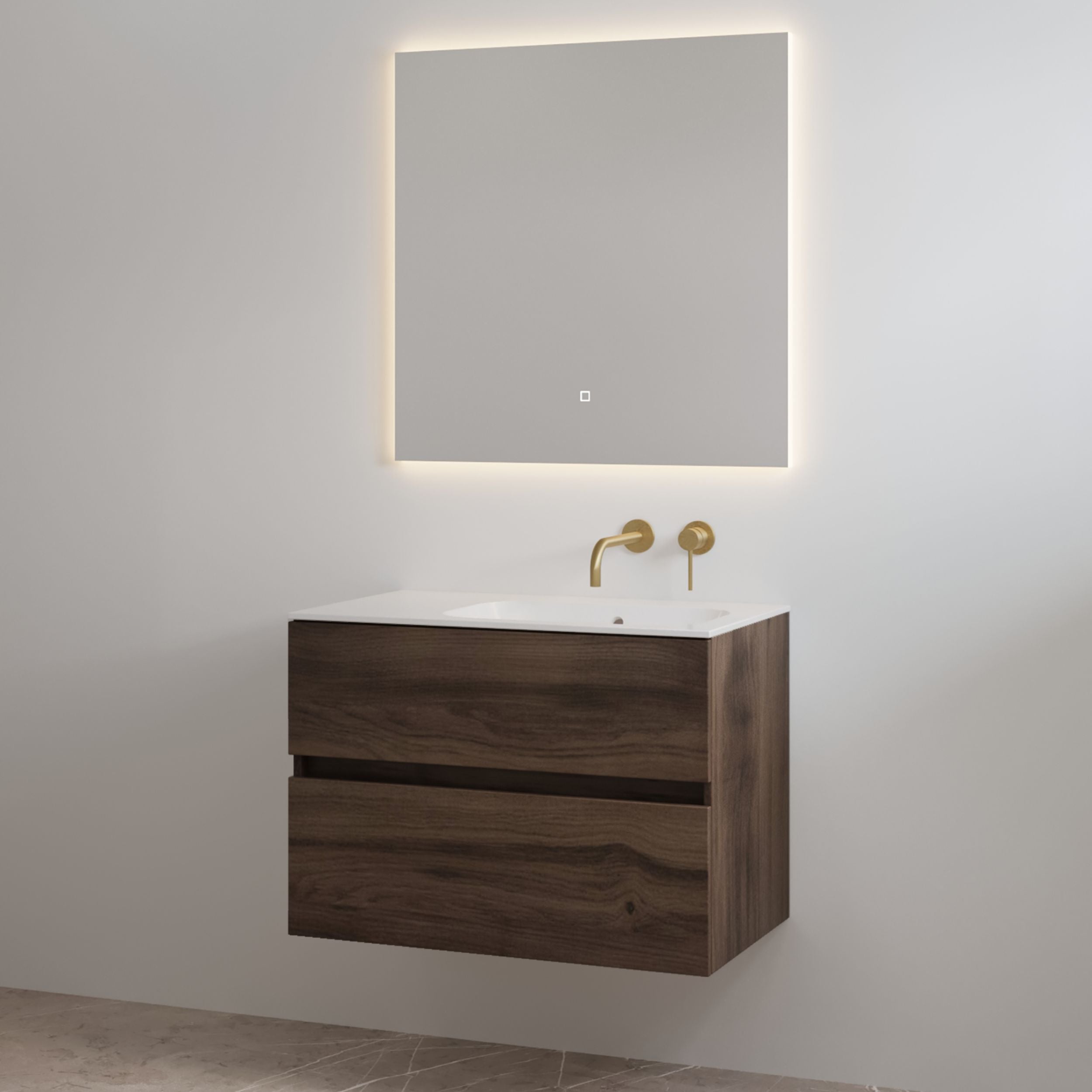 Splash-80 Espresso Brown | Onderkast + Wastafel zonder Kraangat | 80 cm