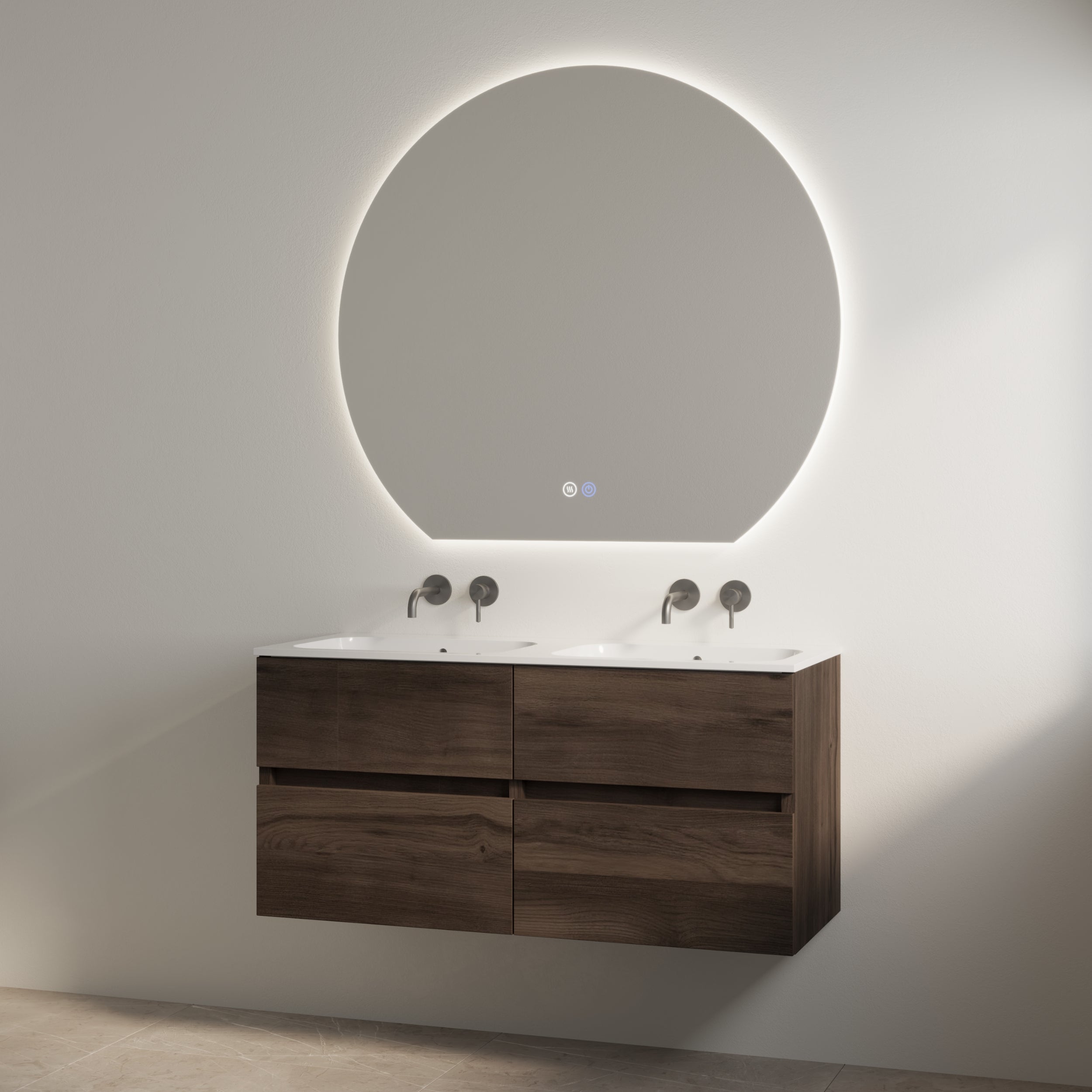 Bora Espresso Brown | Onderkast + Duo Wastafel zonder Kraangaten | 120 cm