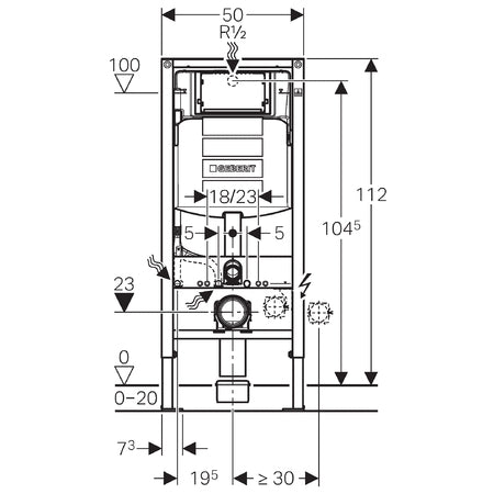Geberit DUOFIX || WC-element met Sigma inbouwreservoir 12cm (UP320) || met geluidsisolatieset