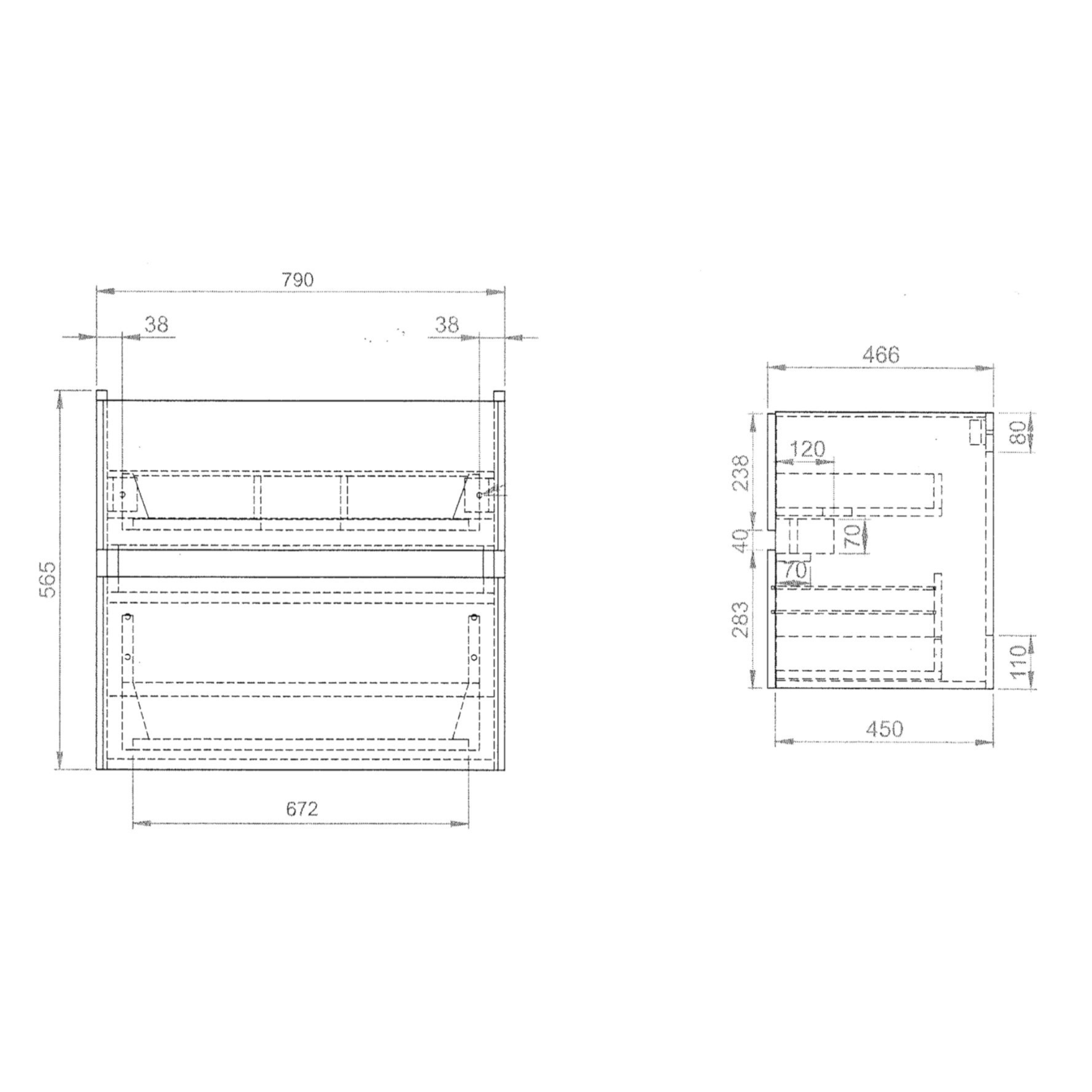 Splash-80 Frosted Brown | Onderkast + Wastafel zonder Kraangat | 80 cm