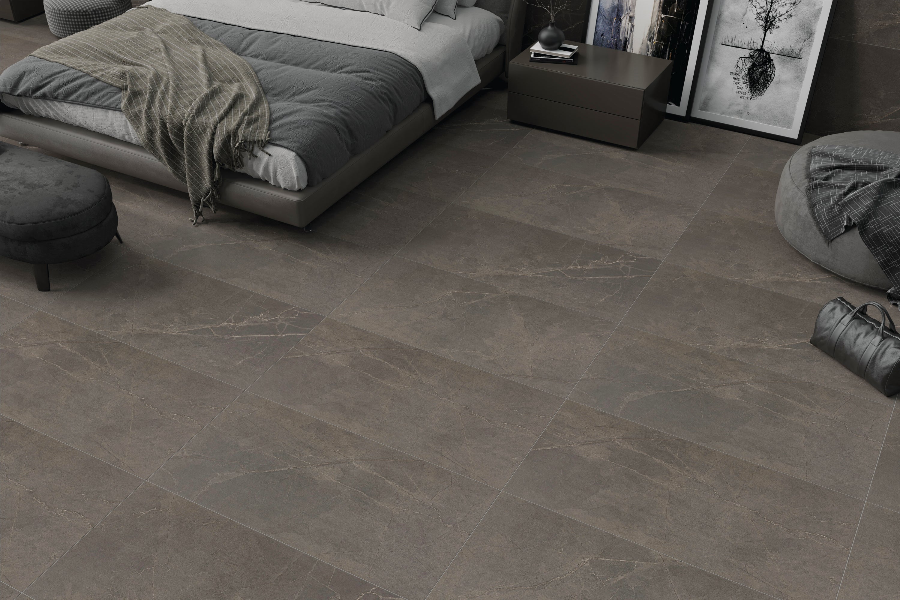 Adria Mocha | Tegel 60x120 cm | Mat Bruin Steenlook