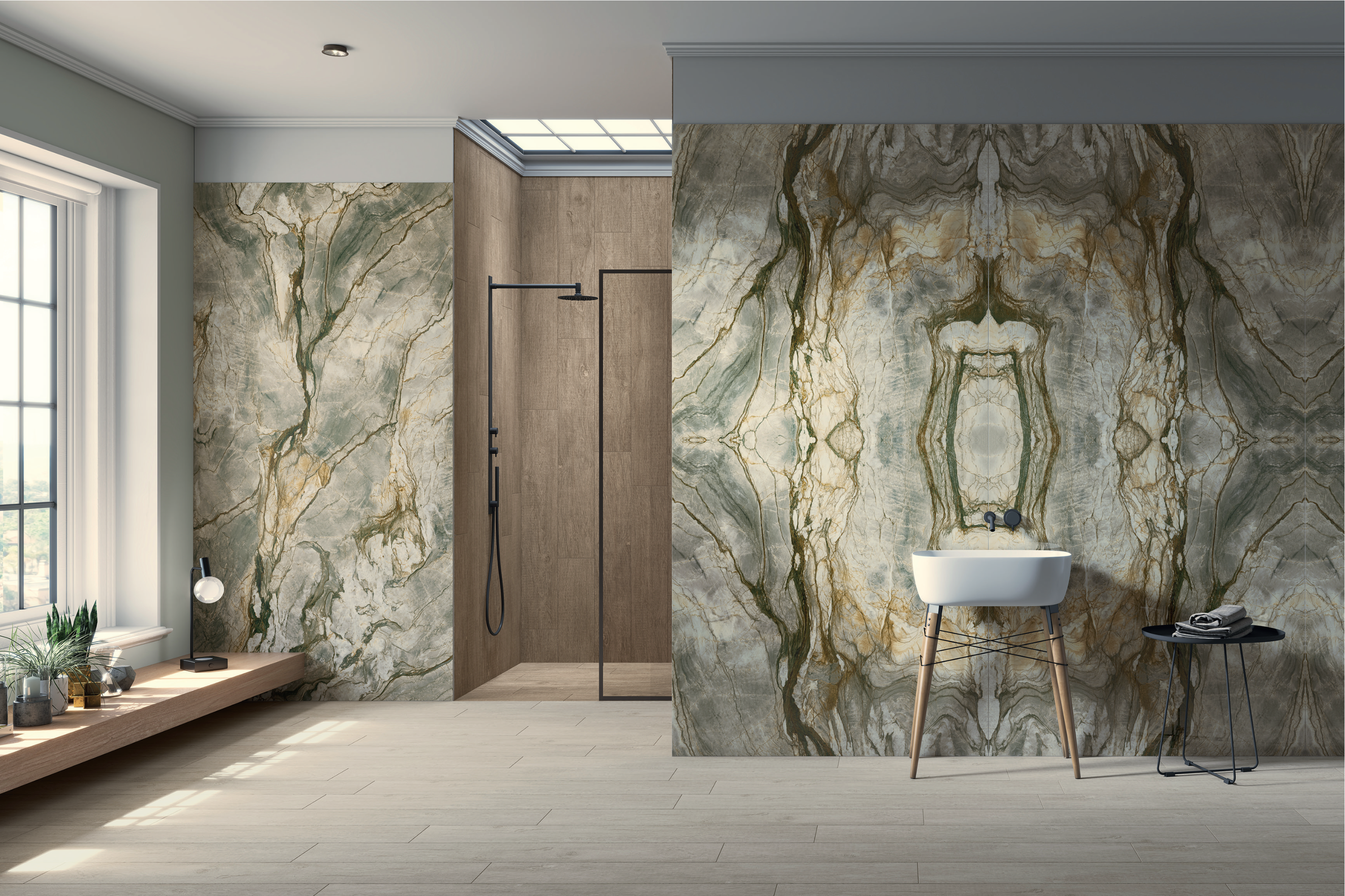 Fusion Crystal | Tegel 120x240cm | Hoogglans Groen Bookmatch XXL Tegel