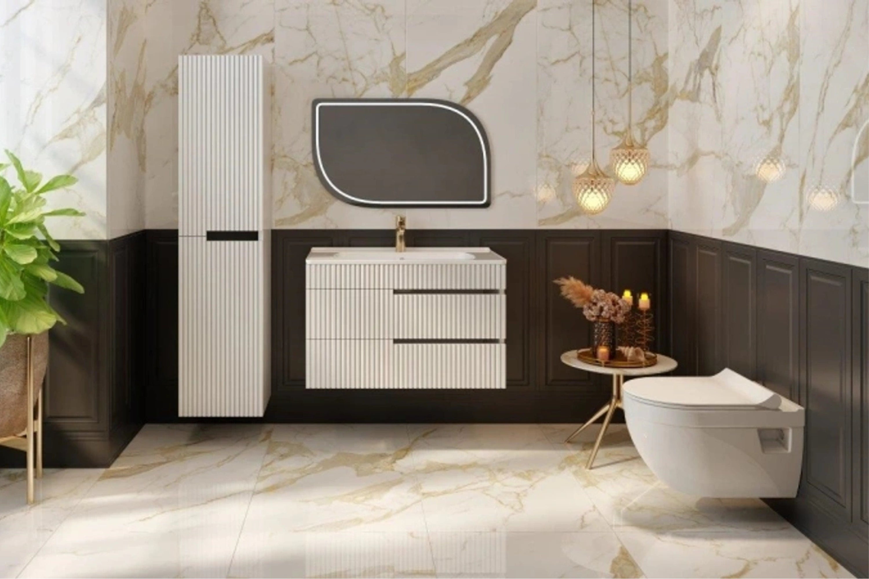 Gold Calacatta | Tegel 60x120 cm | Hoogglans Goud Marmerlook