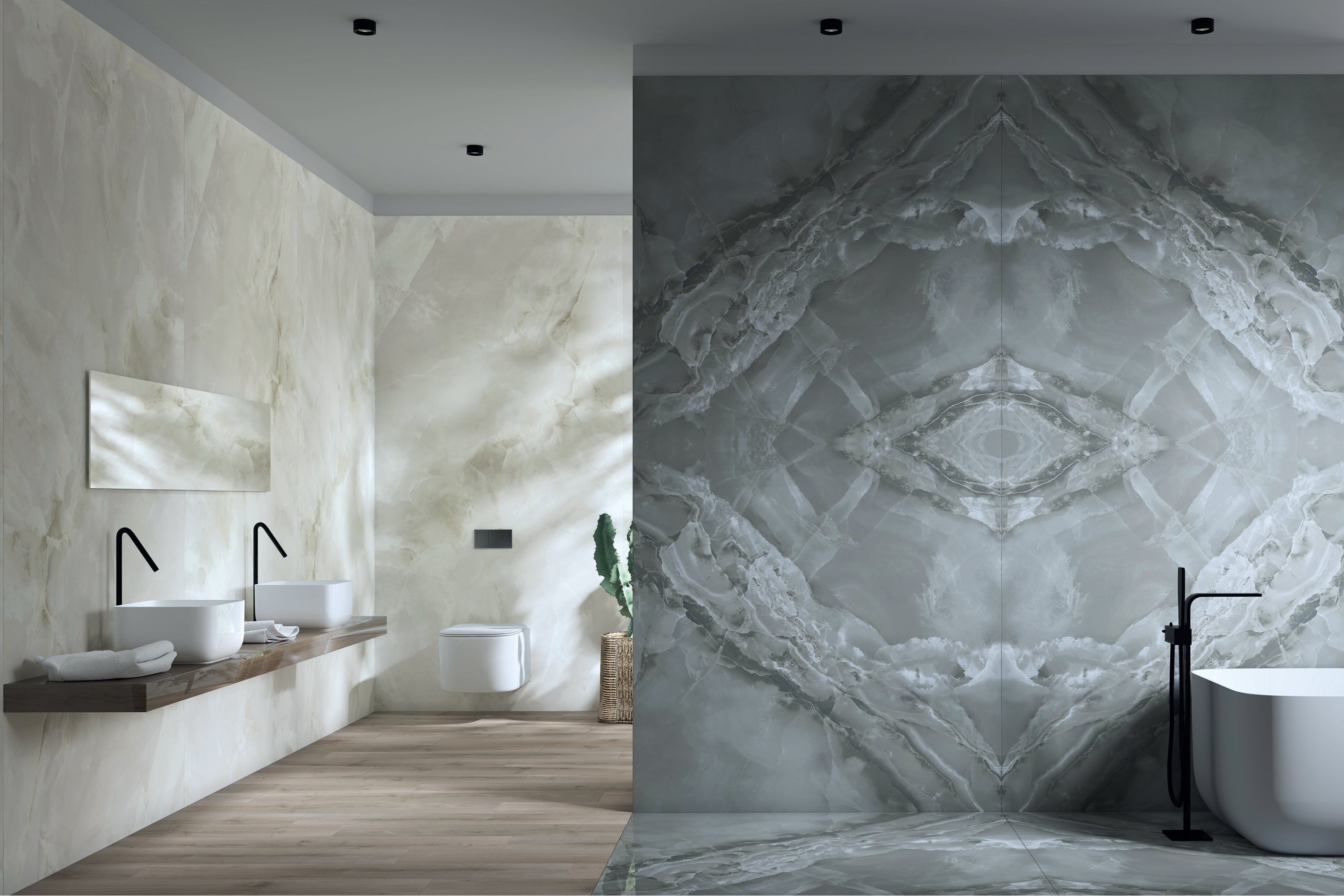Marea White | Tegel 120x240 cm | Hoogglans Wit Bookmatch XXL Tegel