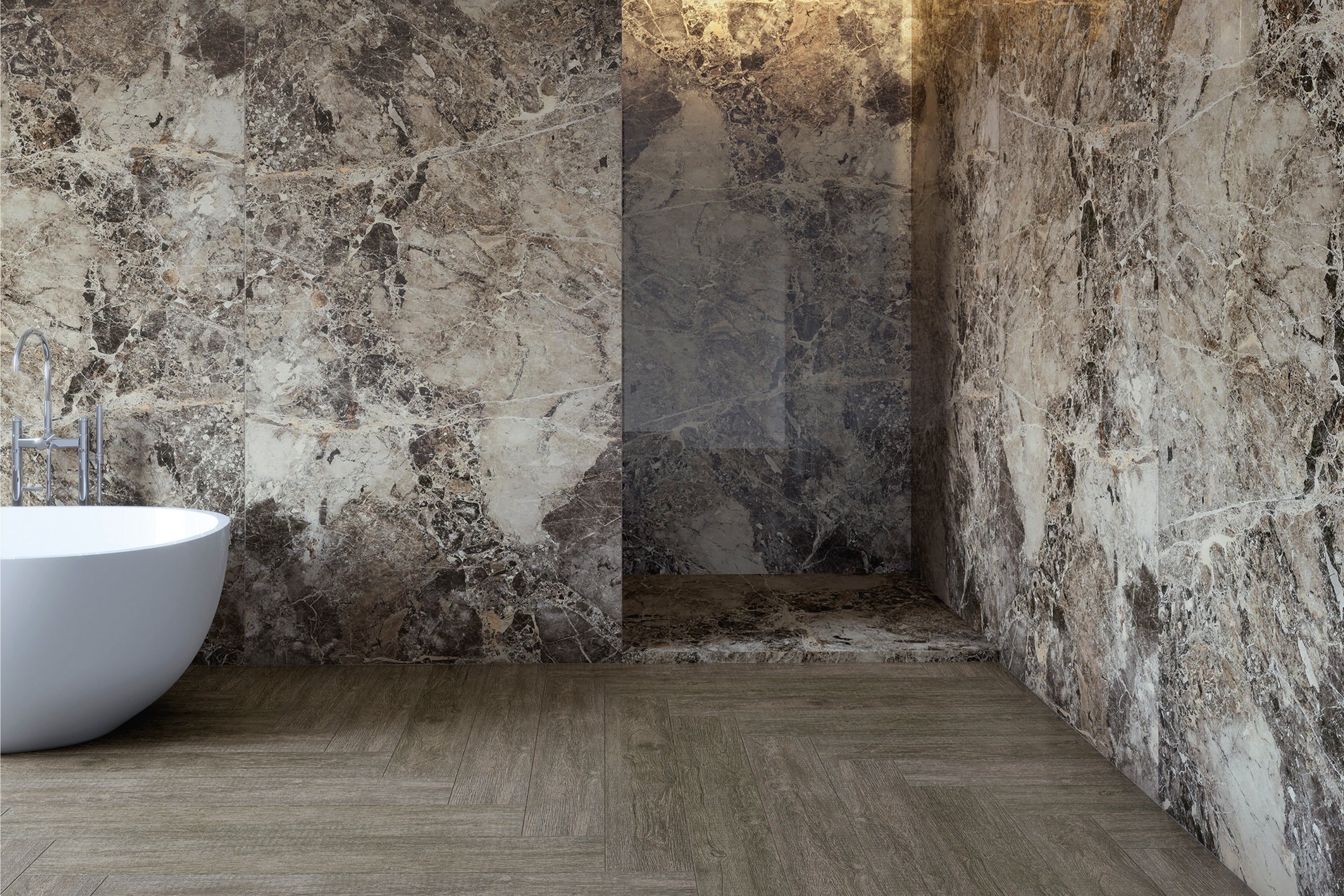 Paradiso Anthracite Crystal | Tegel 120x240cm | Hoogglans Marmerlook XXL Tegel