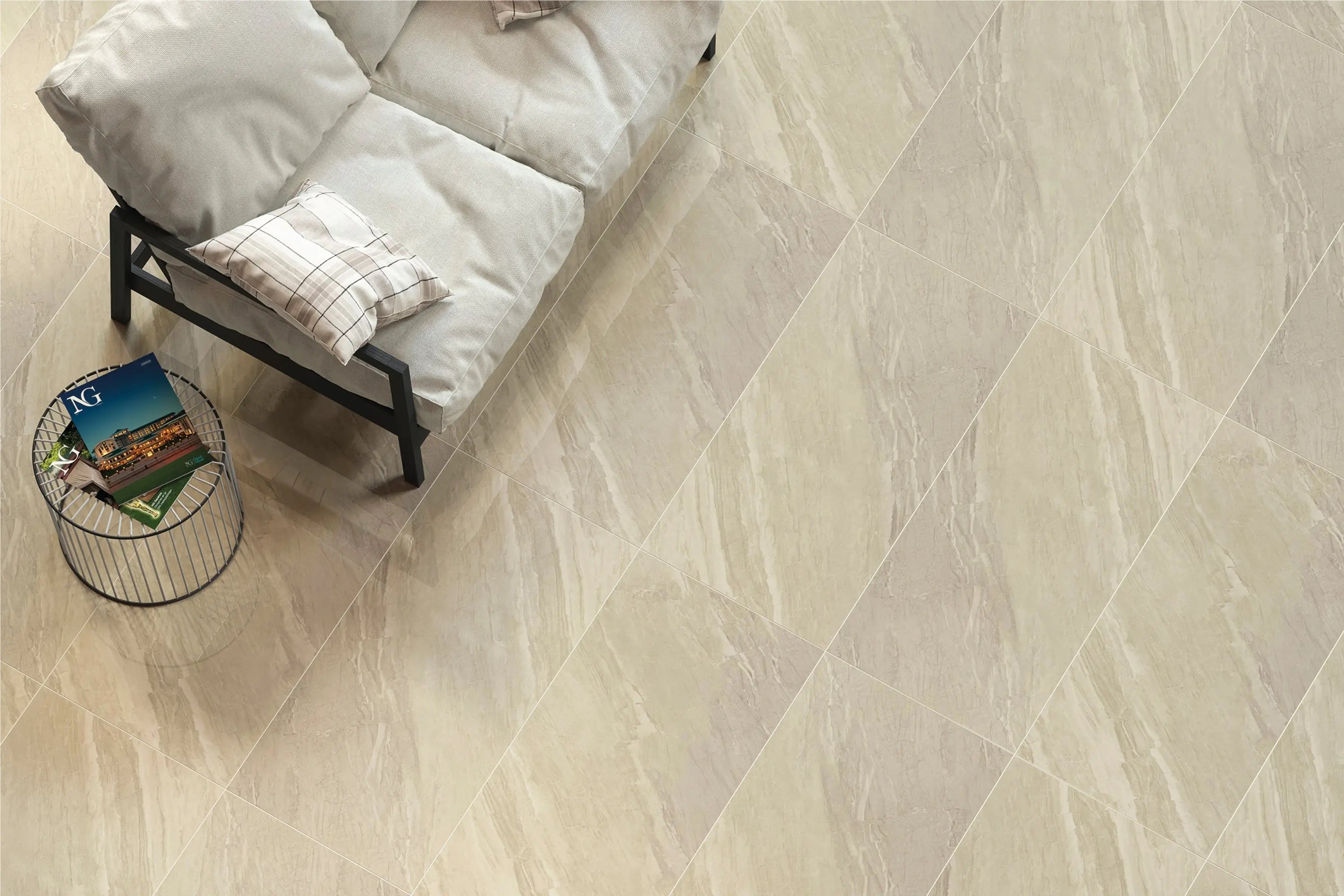 Faselis Bone | Tegel 60x120 cm | Hoogglans Beige Marmerlook