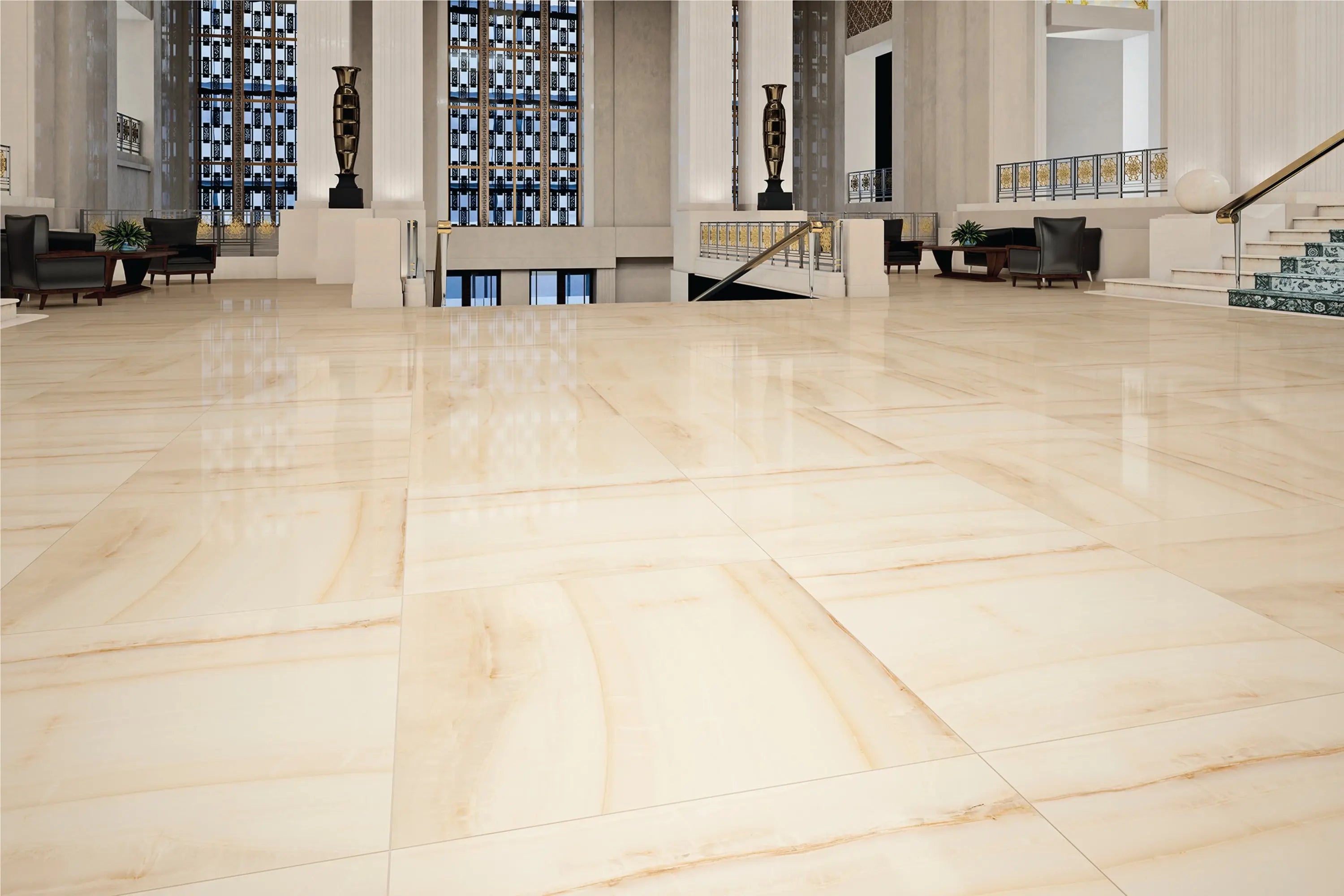 Opal Bone | Tegel 60x120 cm | Hoogglans Beige Marmerlook