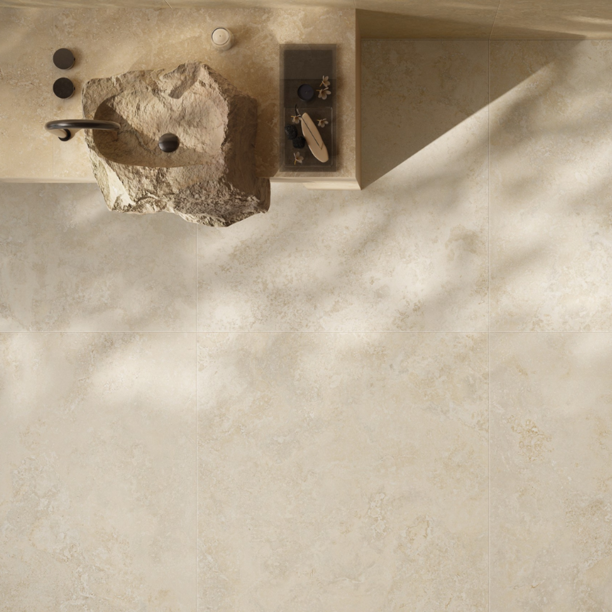 Travertin Cross Beige | 60x60cm | Mat Beige Travertin