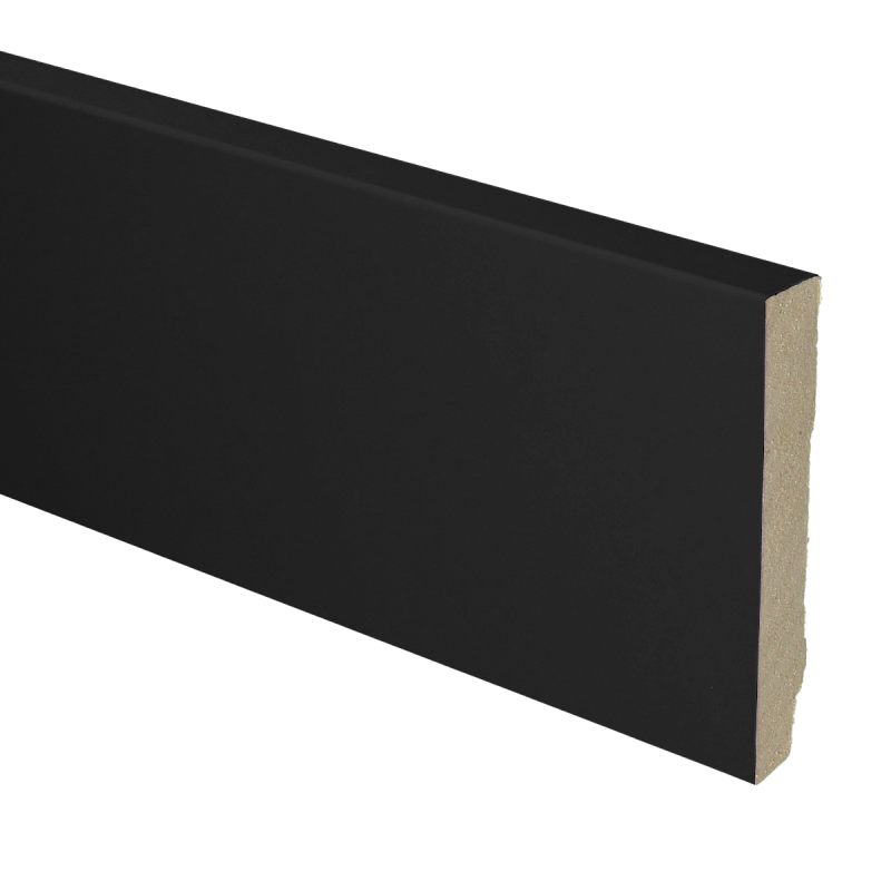 MDF Hoge Plint | 90x15mm - 240 cm | Recht Zwart Gefolied