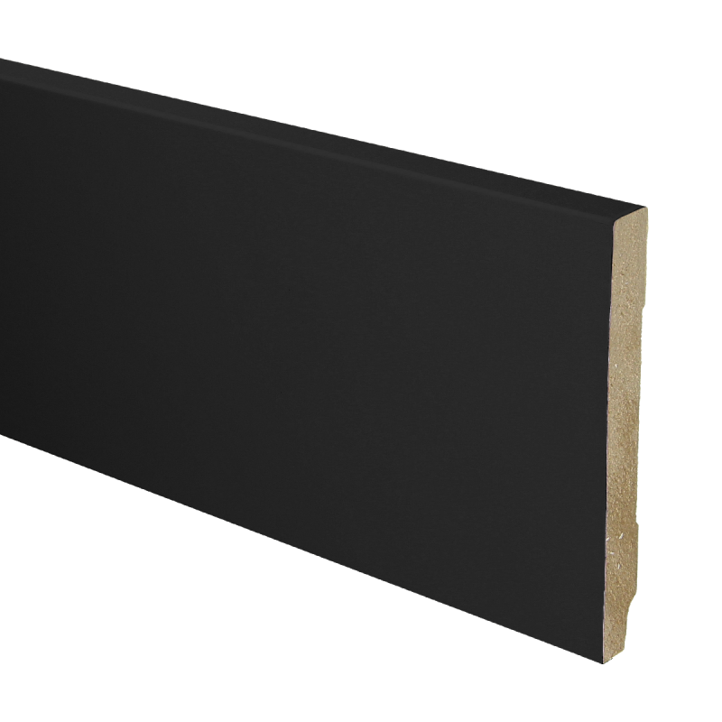 MDF Hoge Plint | 120x15mm - 240 cm | Recht Zwart Gefolied