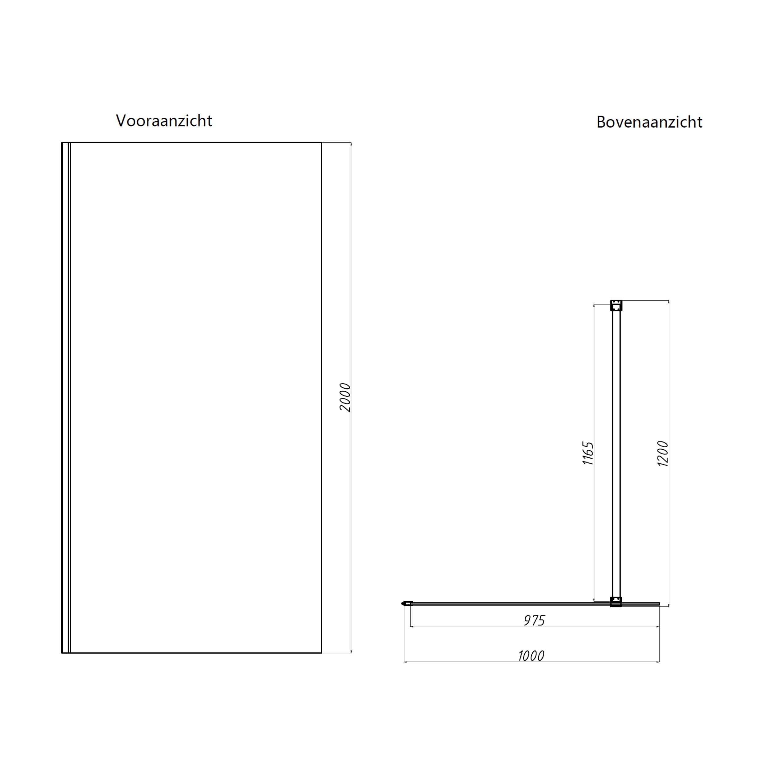 Dalis-1000-Liora Inloopdouche | Helder Glas 100 cm | Mat Brons