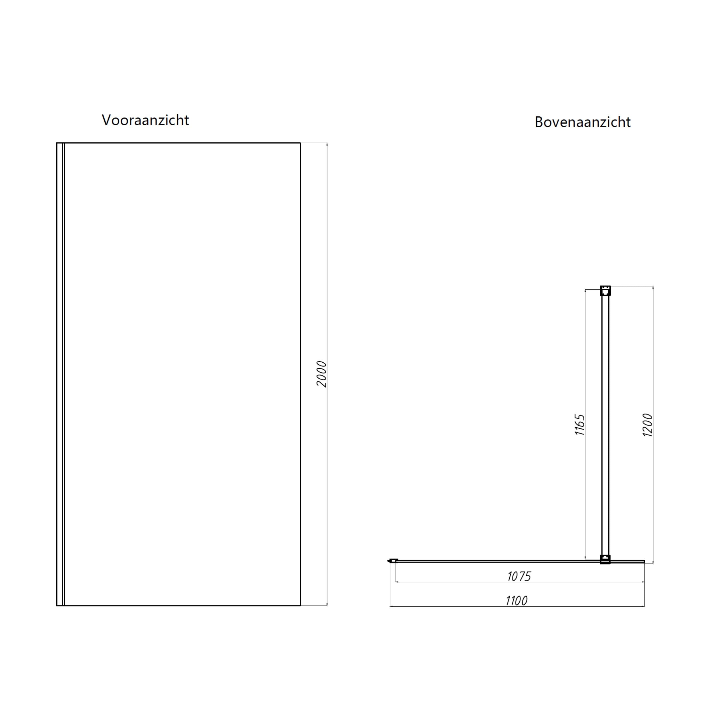Dalis-1100-Liora Inloopdouche | Helder Glas 110 cm | Mat Brons