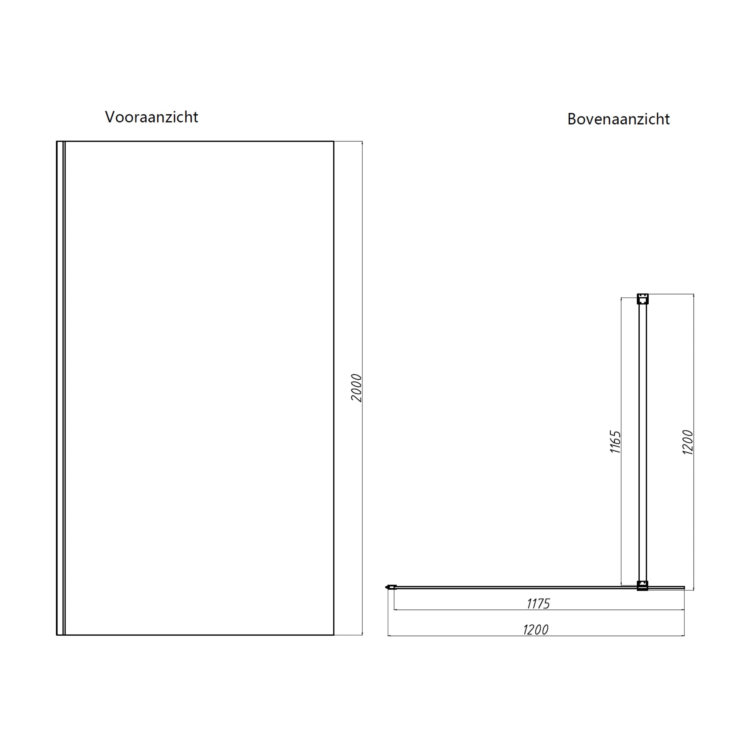 Dalis-1200-Liora Inloopdouche | Helder Glas 120 cm | Mat Brons