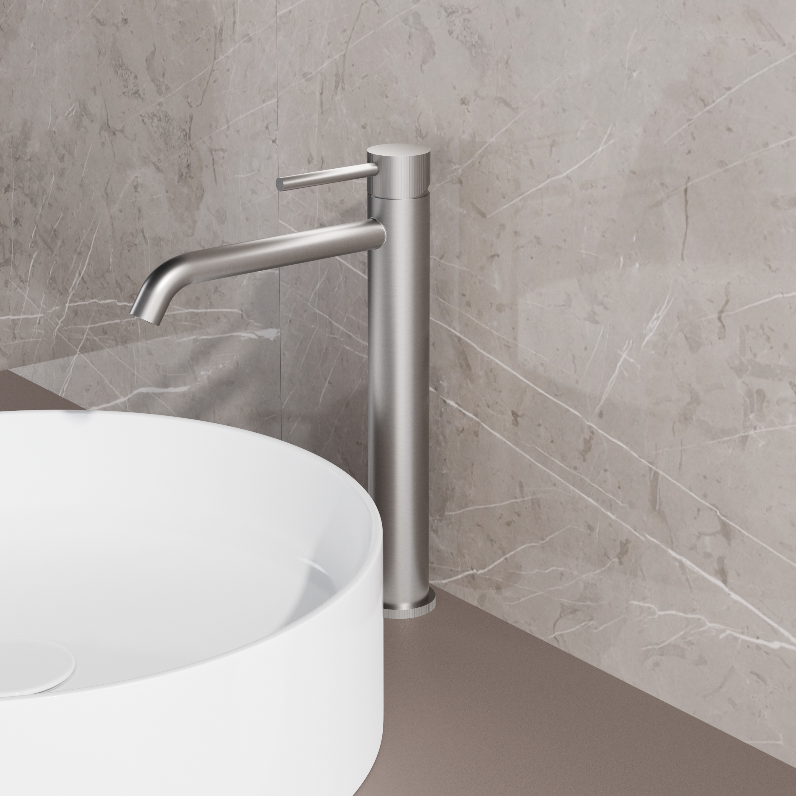 High-End Ore | RVS-304 Hoge Wastafelmengkraan | Mat Zilver