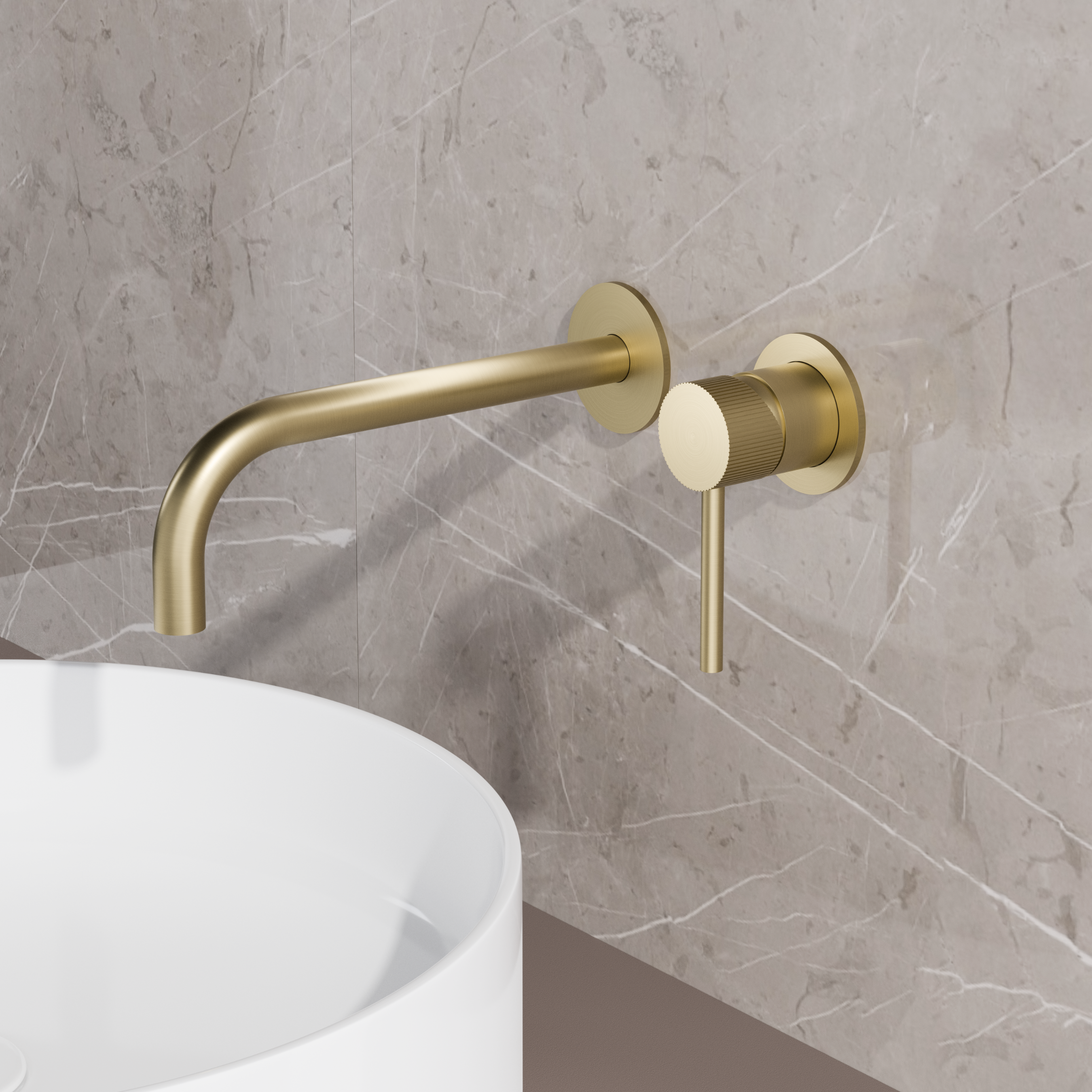 High-End Nancy | RVS-304 Inbouw-Wandmengkraan | Mat Goud