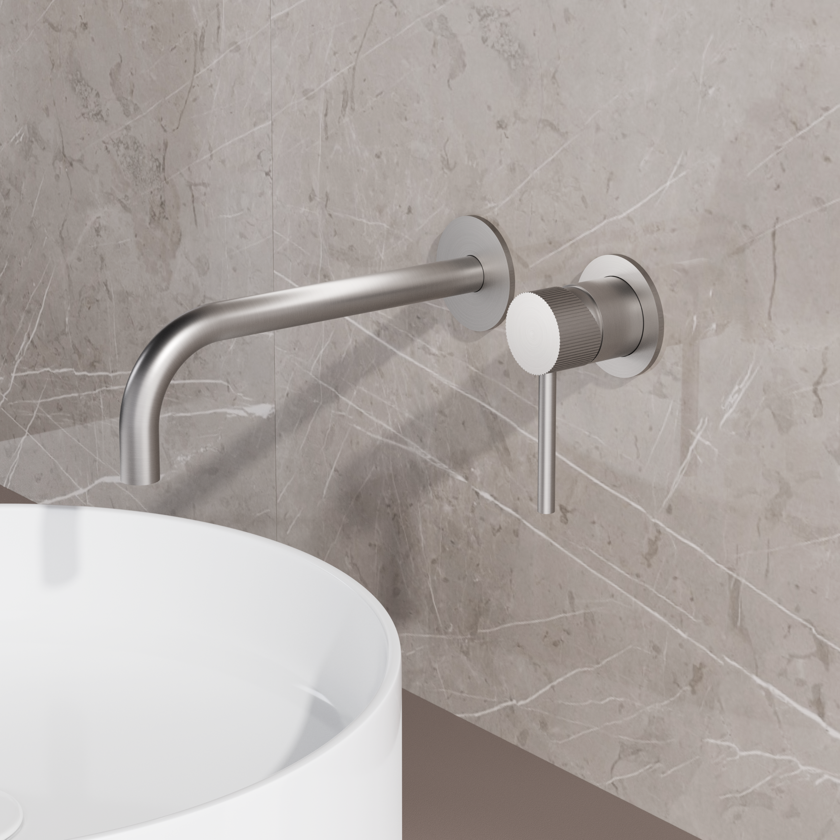High-End Ore | RVS-304 Inbouw-Wandmengkraan | Mat Zilver