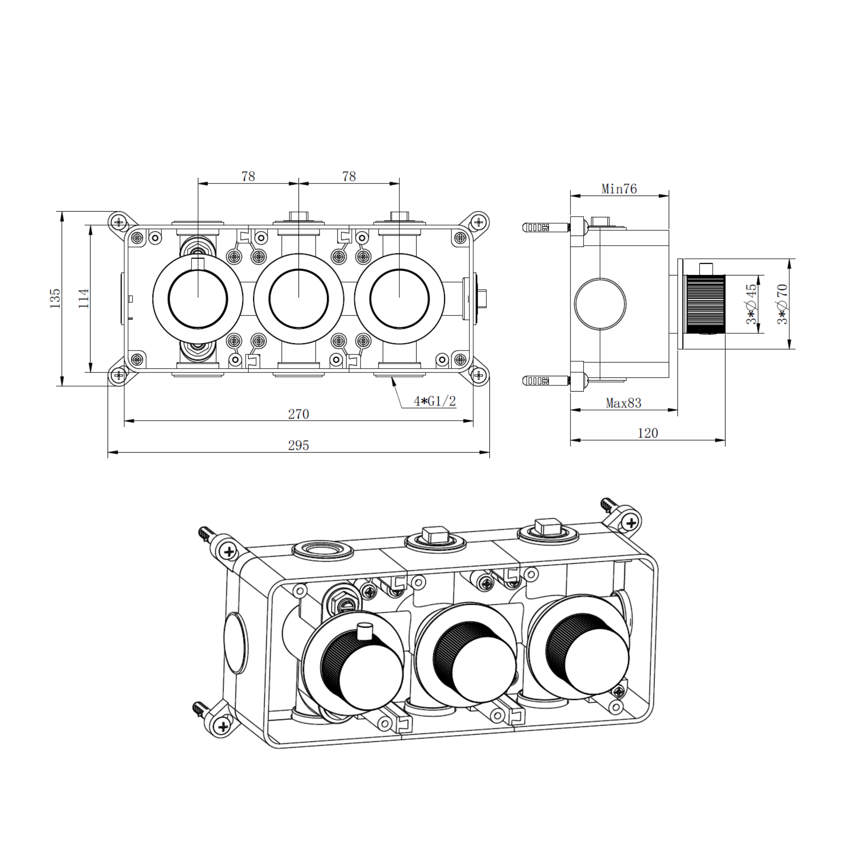 High-End Liora | Inbouw Badkraan | Mat Brons