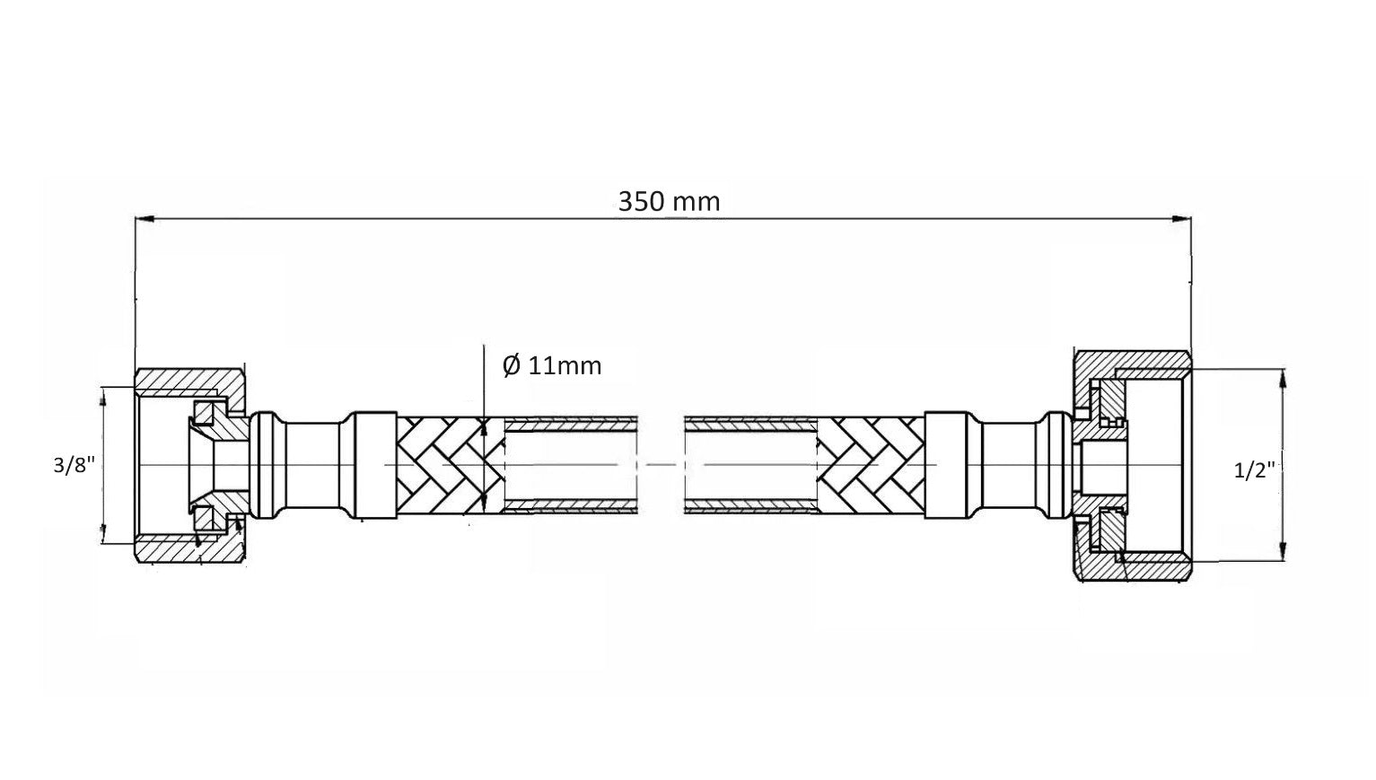 Flexibele Aansluitslang | Lengte 35cm | Brons