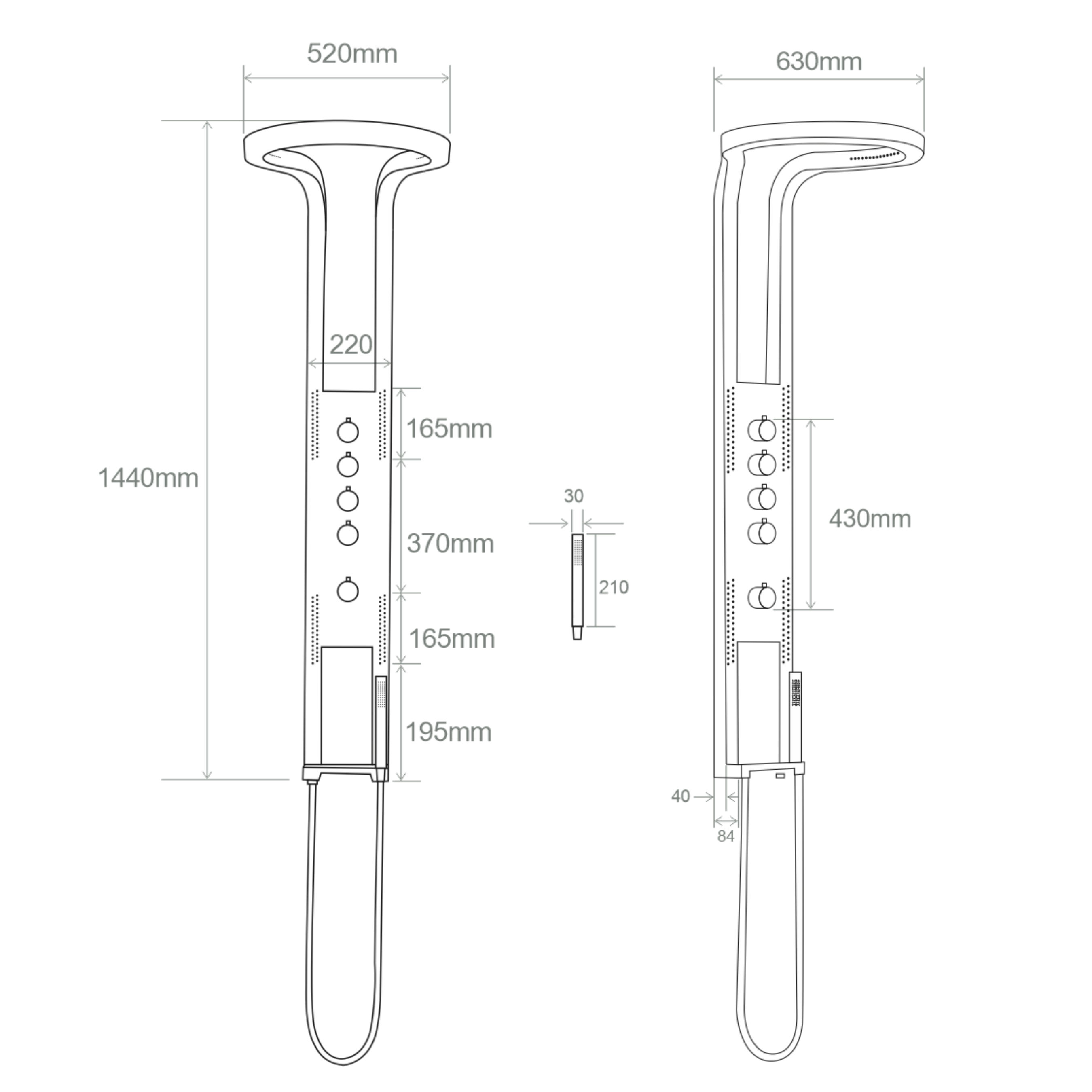 Ore-Future | Thermostatisch Douchepaneel | RVS Mat Zilver