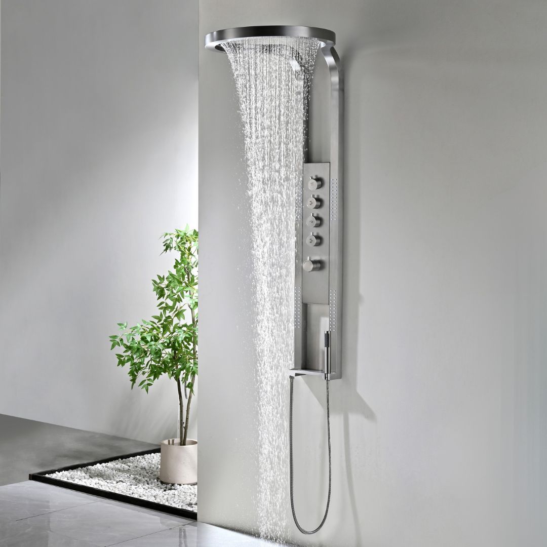 Ore-Future | Thermostatisch Douchepaneel | RVS Mat Zilver