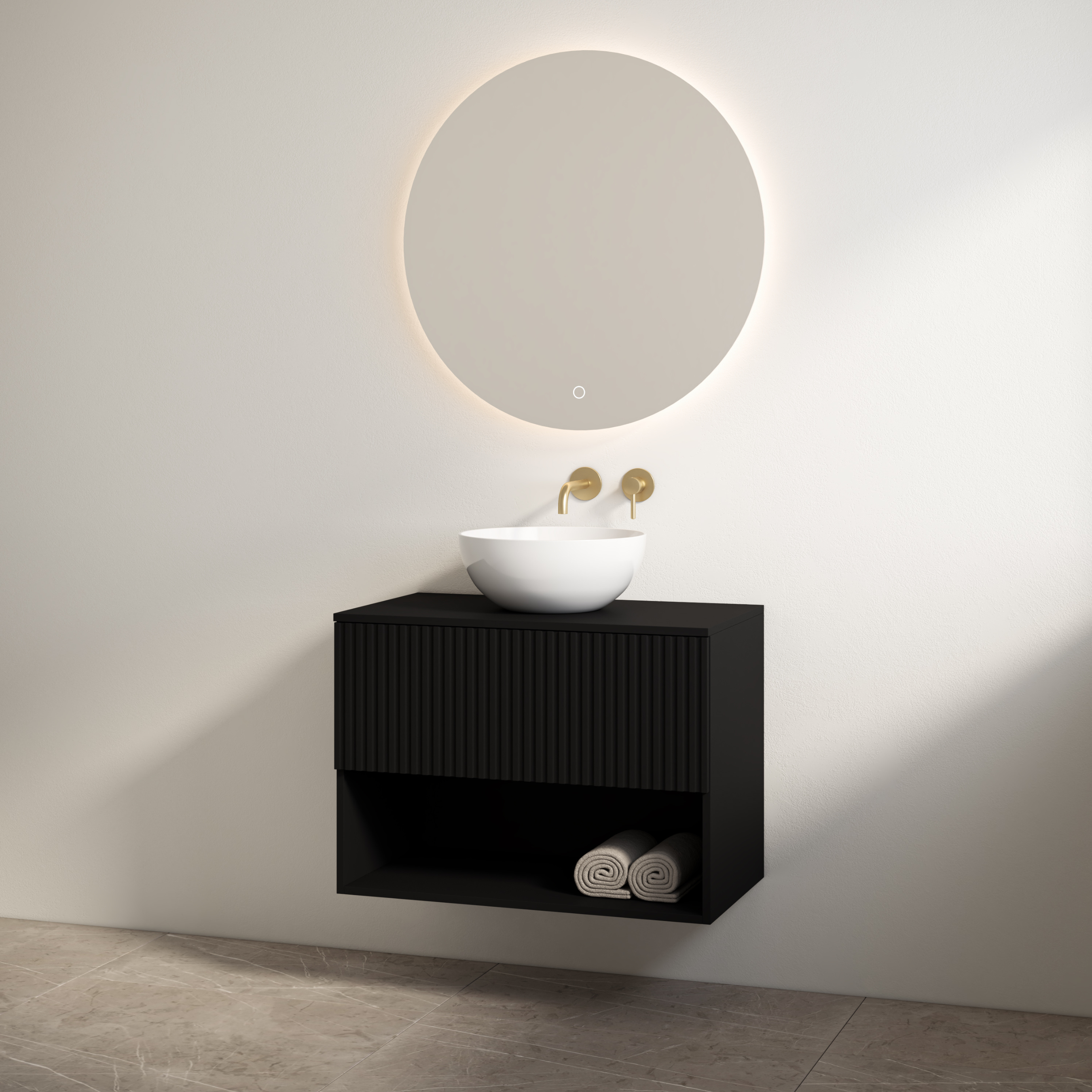Rigatti-60 Mat Zwart | Onderkast + Meubelblad | 60 cm