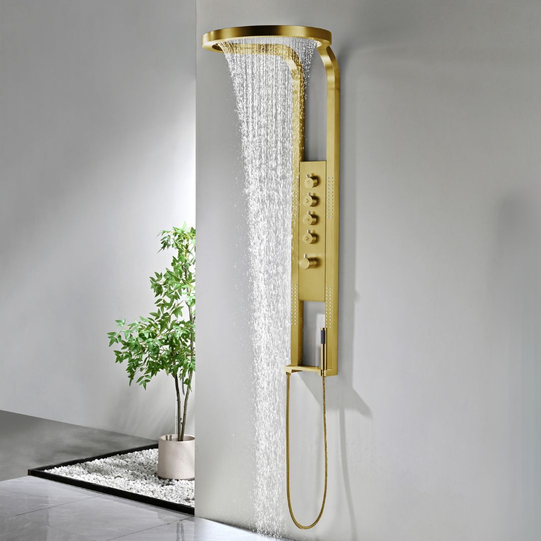 Nancy-Future | Thermostatisch Douchepaneel | Mat Goud