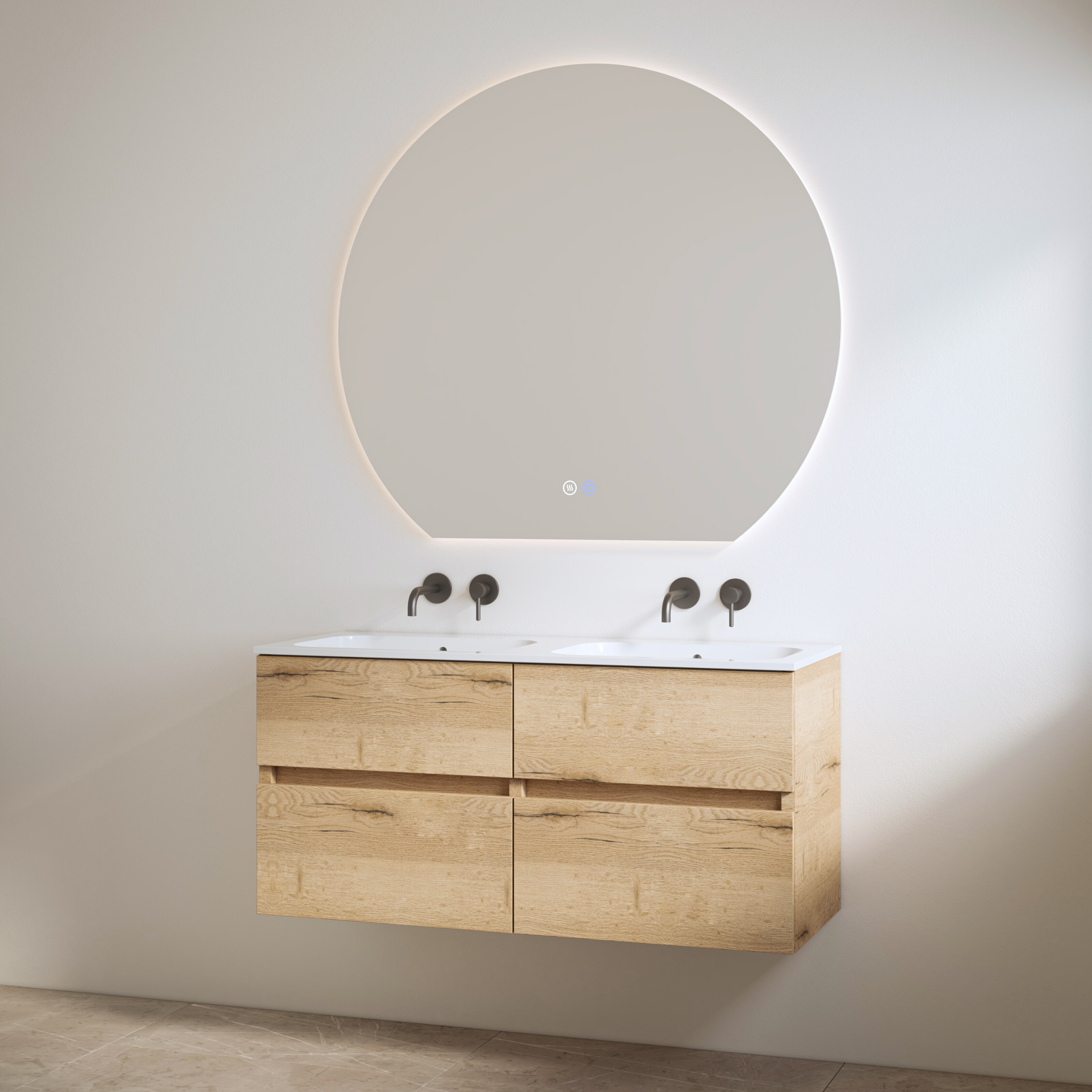 Bora Halifax | Onderkast + Duo Wastafel zonder Kraangaten | 120 cm