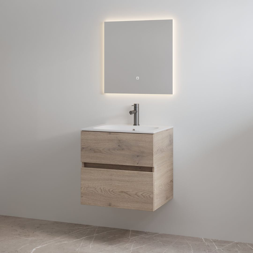 Splash-60 Frosted Brown | Onderkast + Wastafel met Kraangat | 60 cm