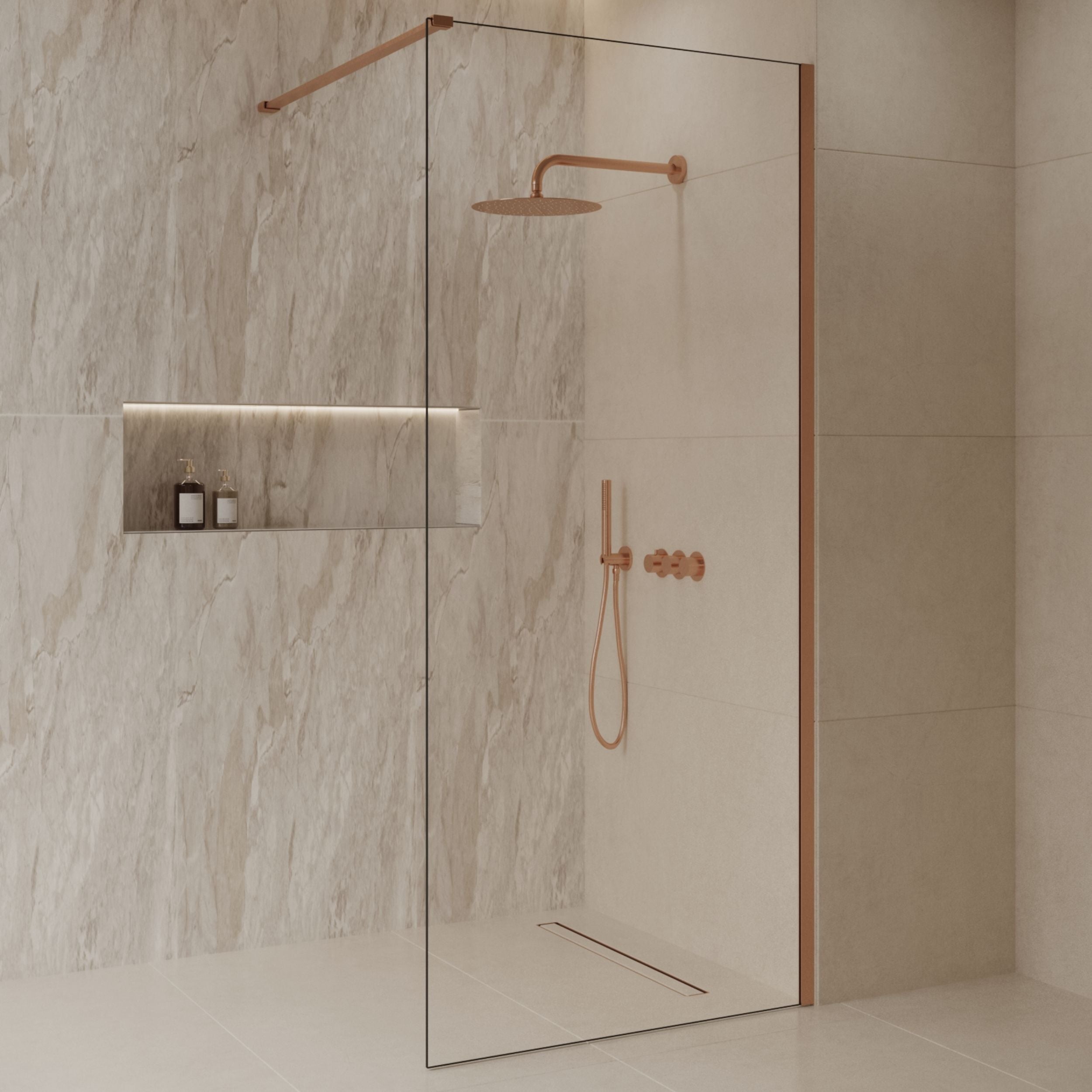 Dalis-800-Liora Inloopdouche | Helder Glas 80 cm  | Mat Brons