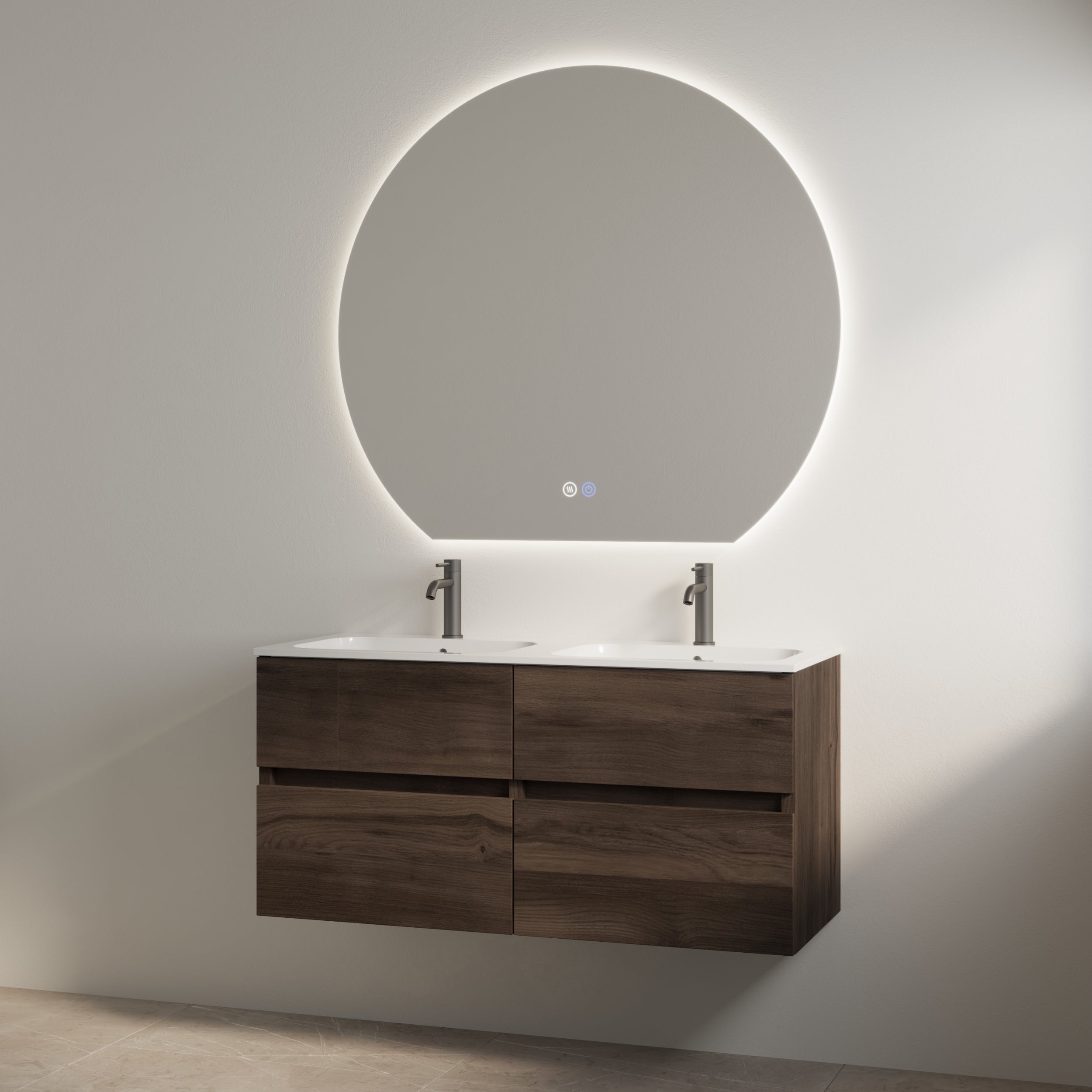 Bora Espresso Brown | Onderkast + Duo Wastafel met 2 Kraangaten | 120 cm