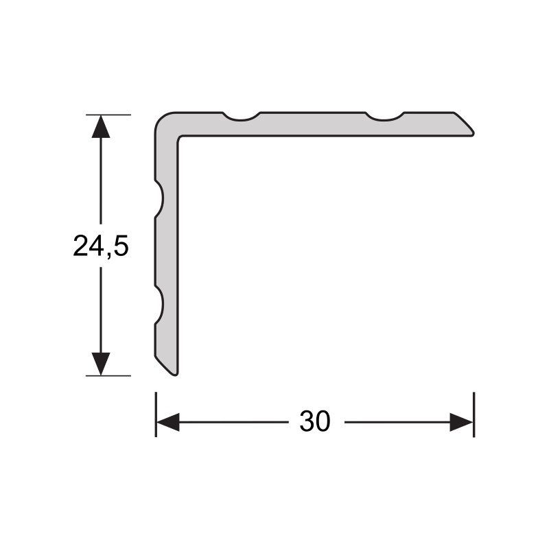 Duo-Hoeklijnprofiel Zelfklevend | 24,5x30 mm - 100cm | Zilver