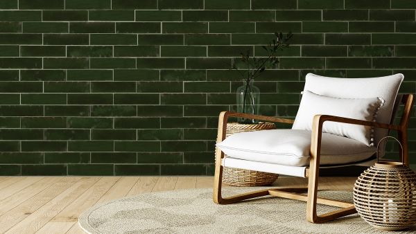 Antic Moss-Green | Wandtegel 7,5x30cm | Geglazuurd Groen