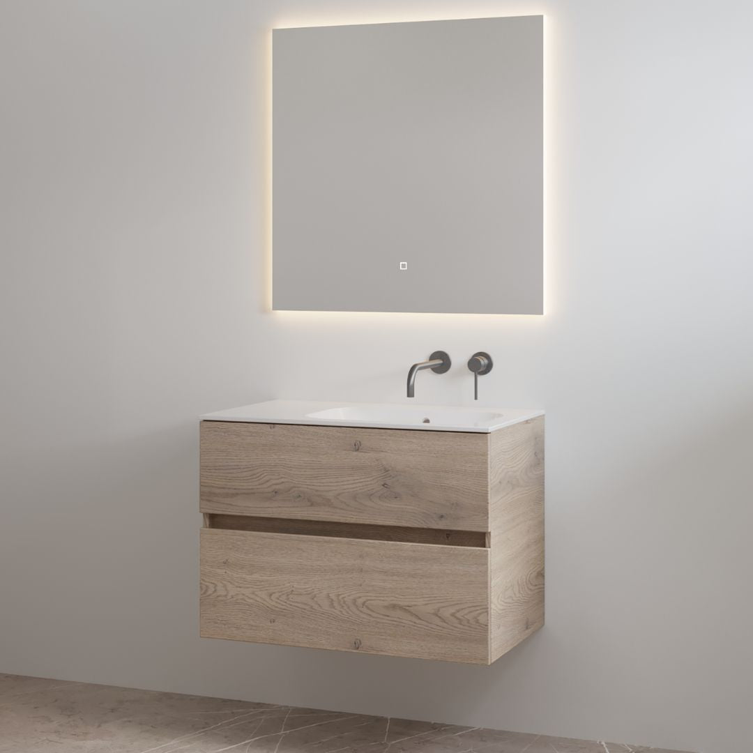 Splash-80 Frosted Brown | Onderkast + Wastafel zonder Kraangat | 80 cm