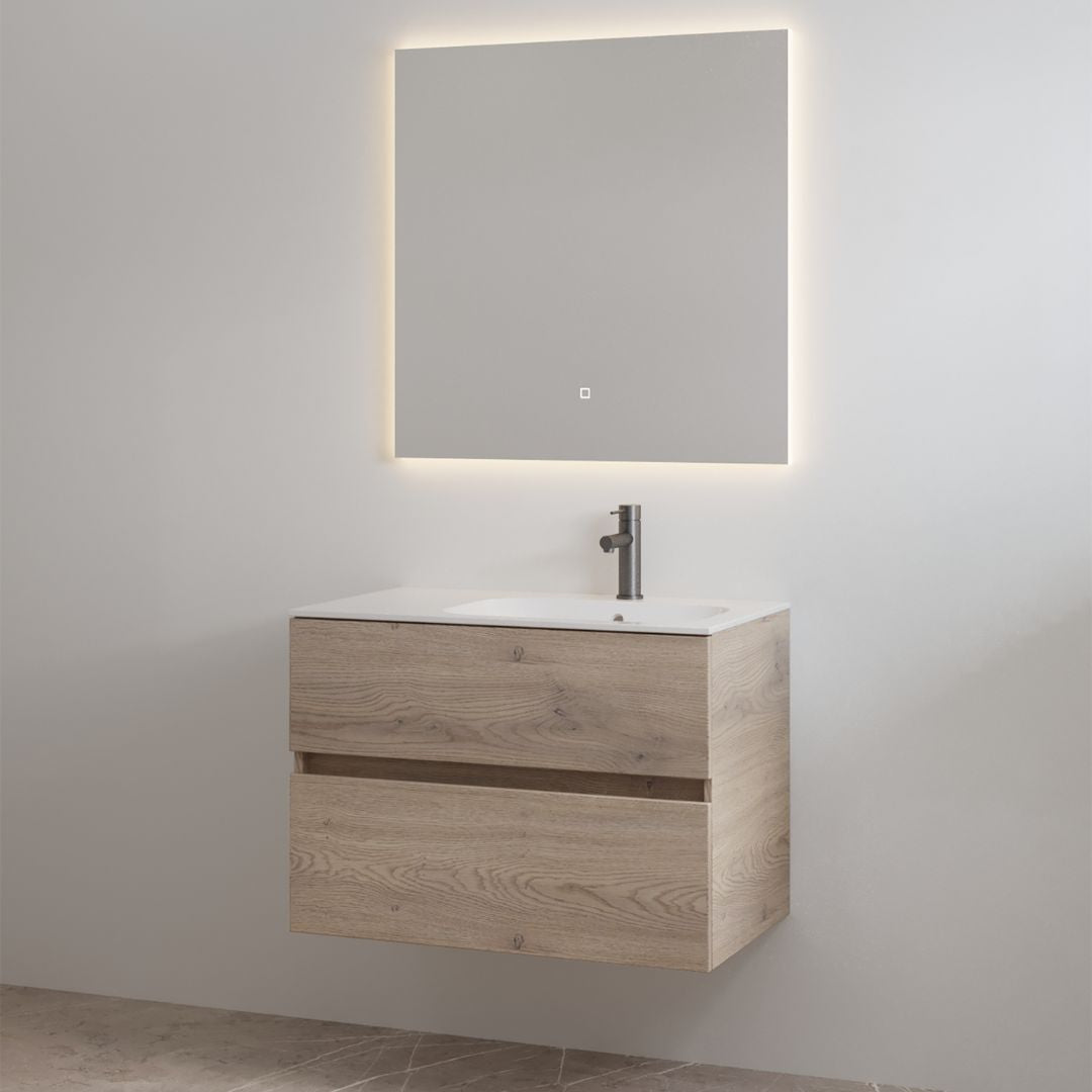 Splash-80 Frosted Brown | Onderkast + Wastafel met Kraangat | 80 cm