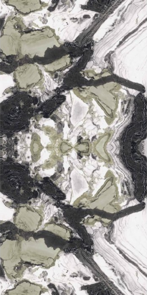 Mirage Crystal Bookmatch | Tegel 120x240cm | Hoogglans Groen Marmerlook XXL Tegel