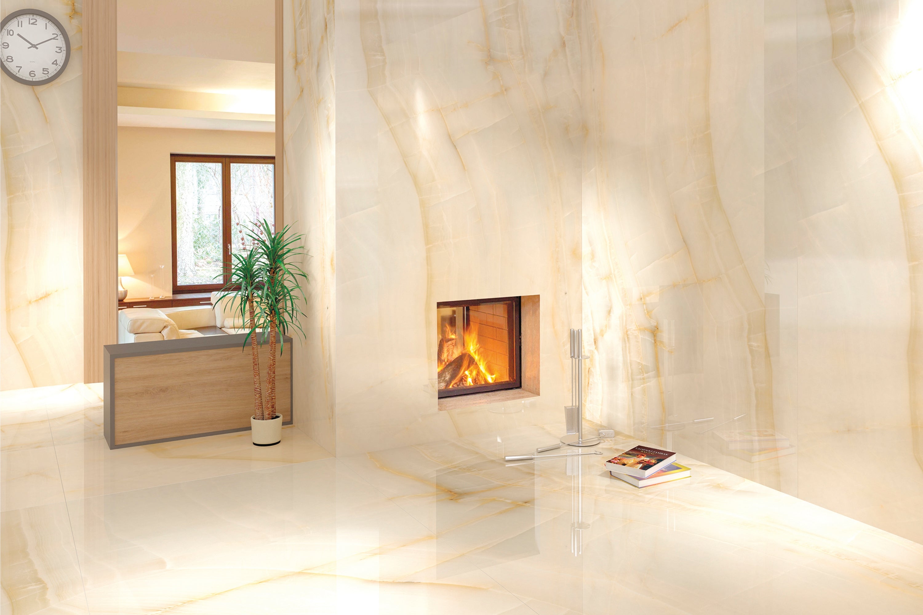 Opal Bone | Tegel 120x240 cm | Hoogglans Beige Marmerlook XXL Tegel