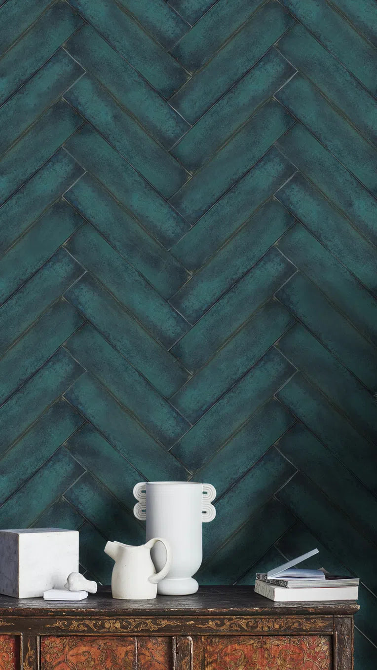 Antic Navy | Wandtegel 7,5x30cm | Geglazuurd Turquoise