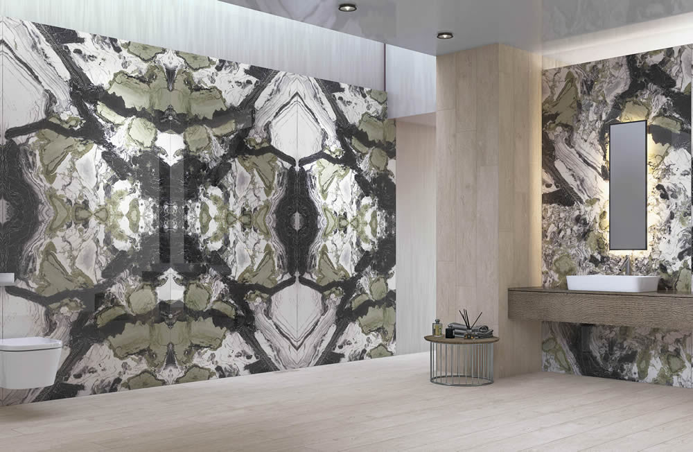 Mirage Crystal Bookmatch | Tegel 120x240cm | Hoogglans Groen Marmerlook XXL Tegel