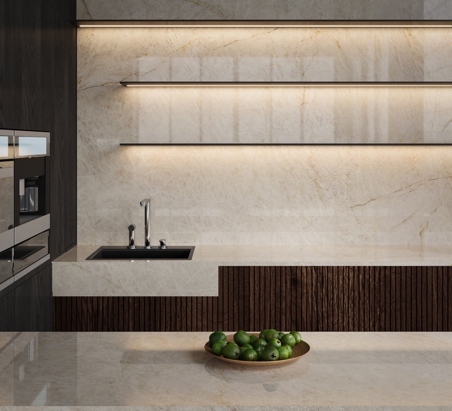 Crystal Luxor | Tegel 120x120cm | Hoogglans Taj Mahal Marmerlook