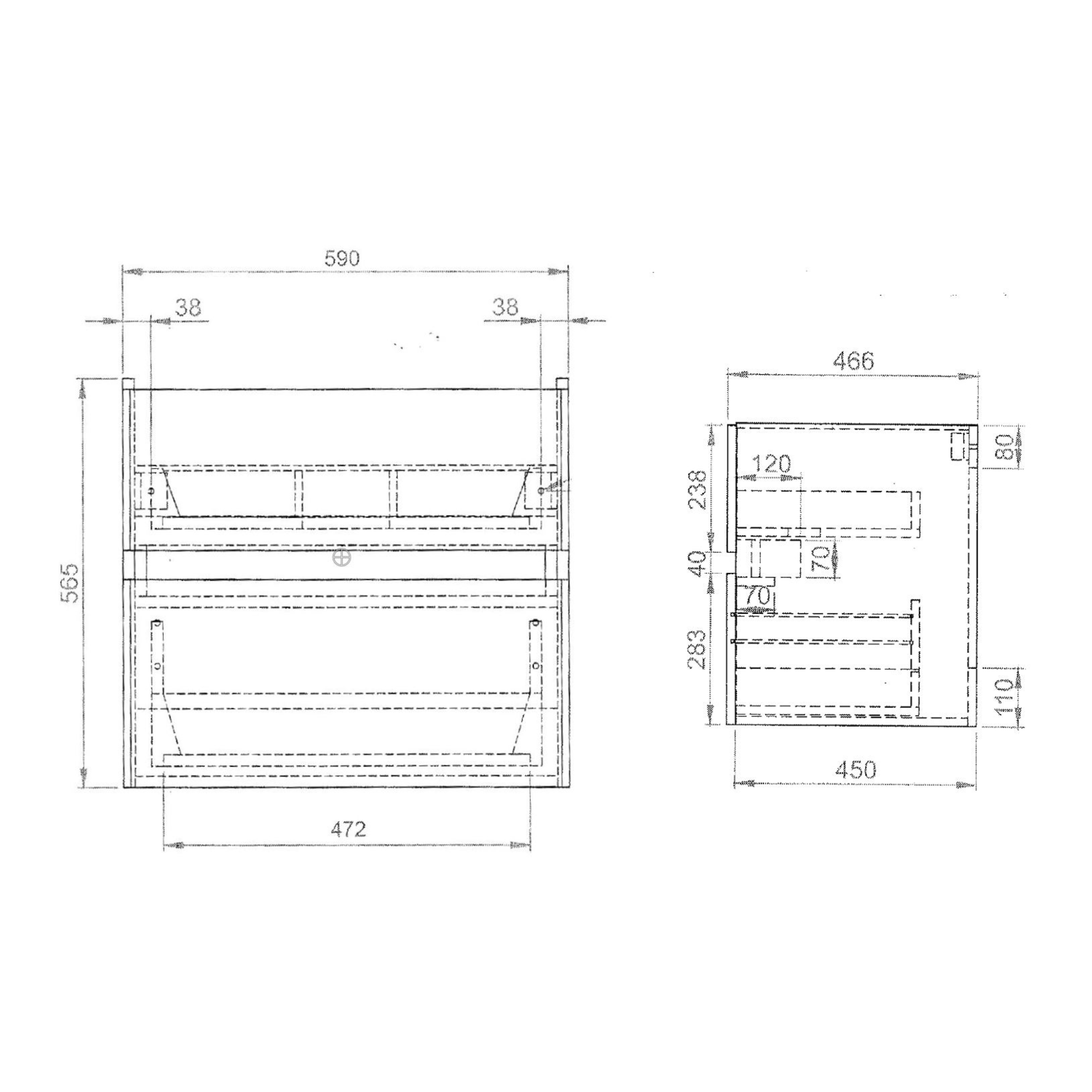 Splash-60 Glans-Wit | Onderkast + Wastafel met Kraangat | 60 cm