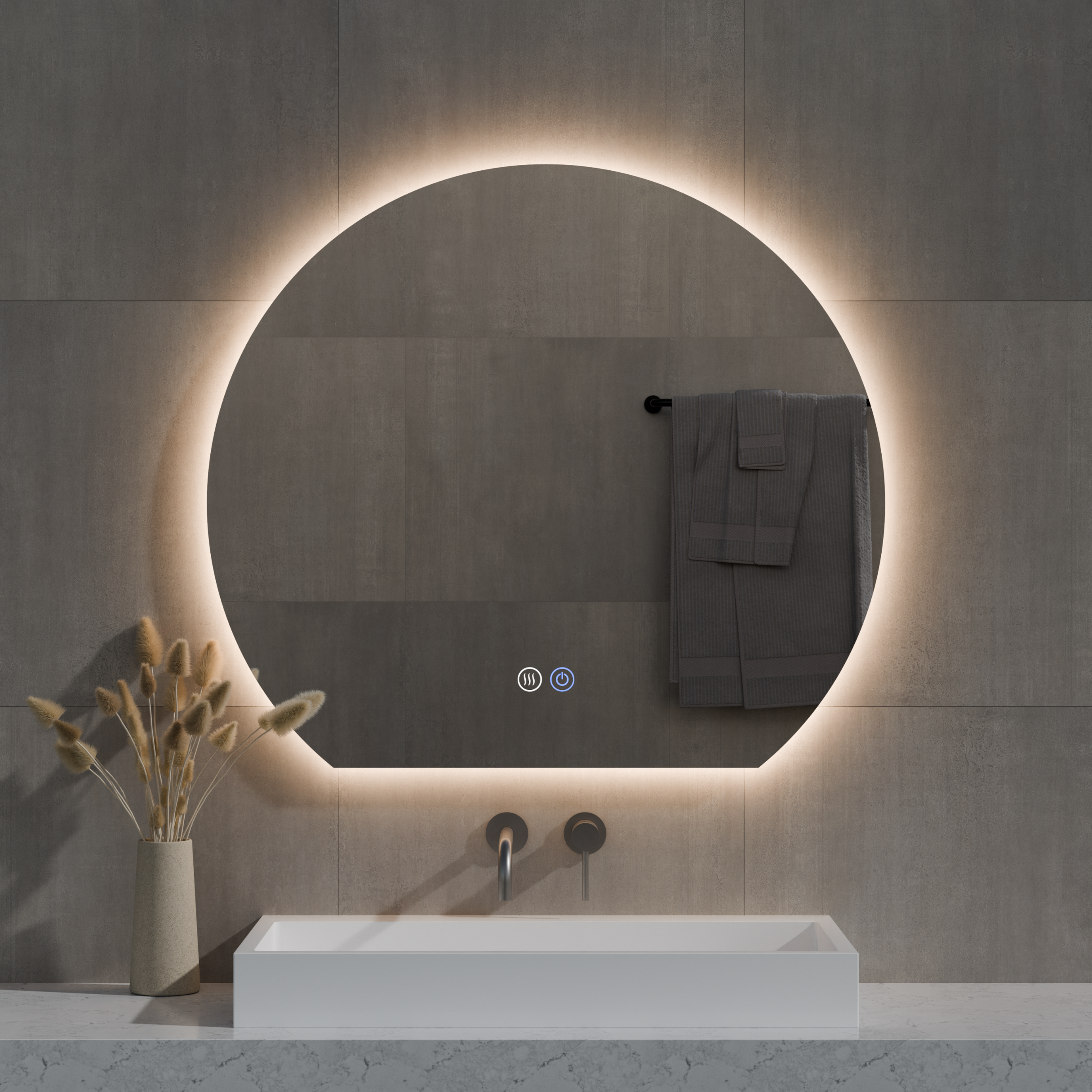 Sunset | Half Ronde Spiegel incl. Verwarming en Dimbaar LED Verlichting | 120x108 cm